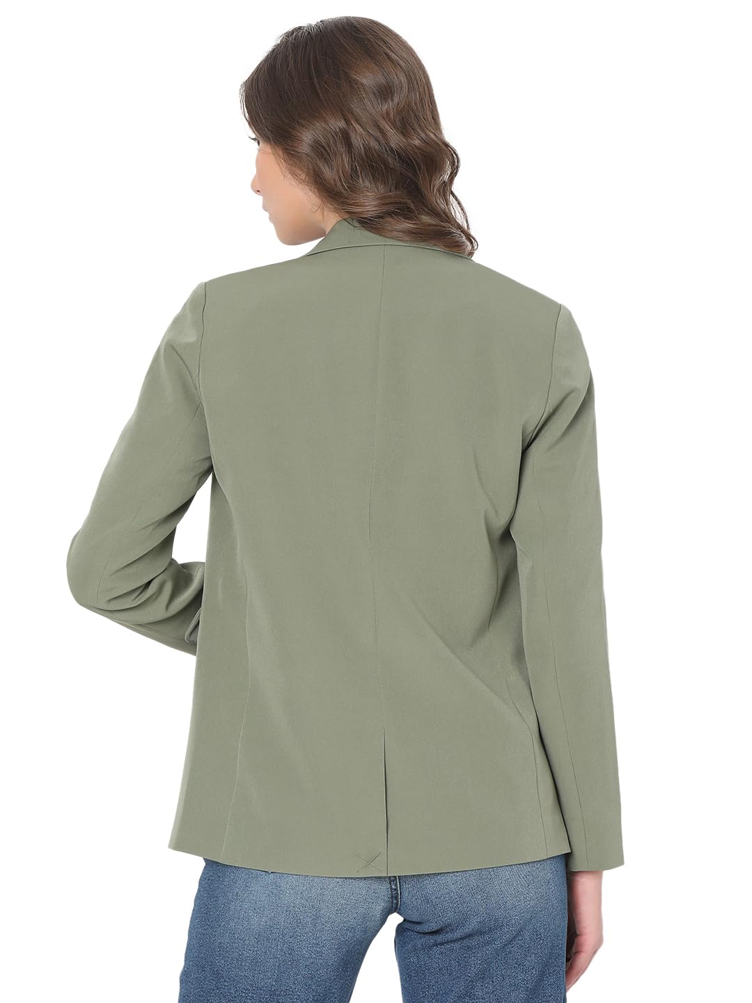 VERO MODA Women Solid Green Polyester Regular Fit Single Breasted Blazer