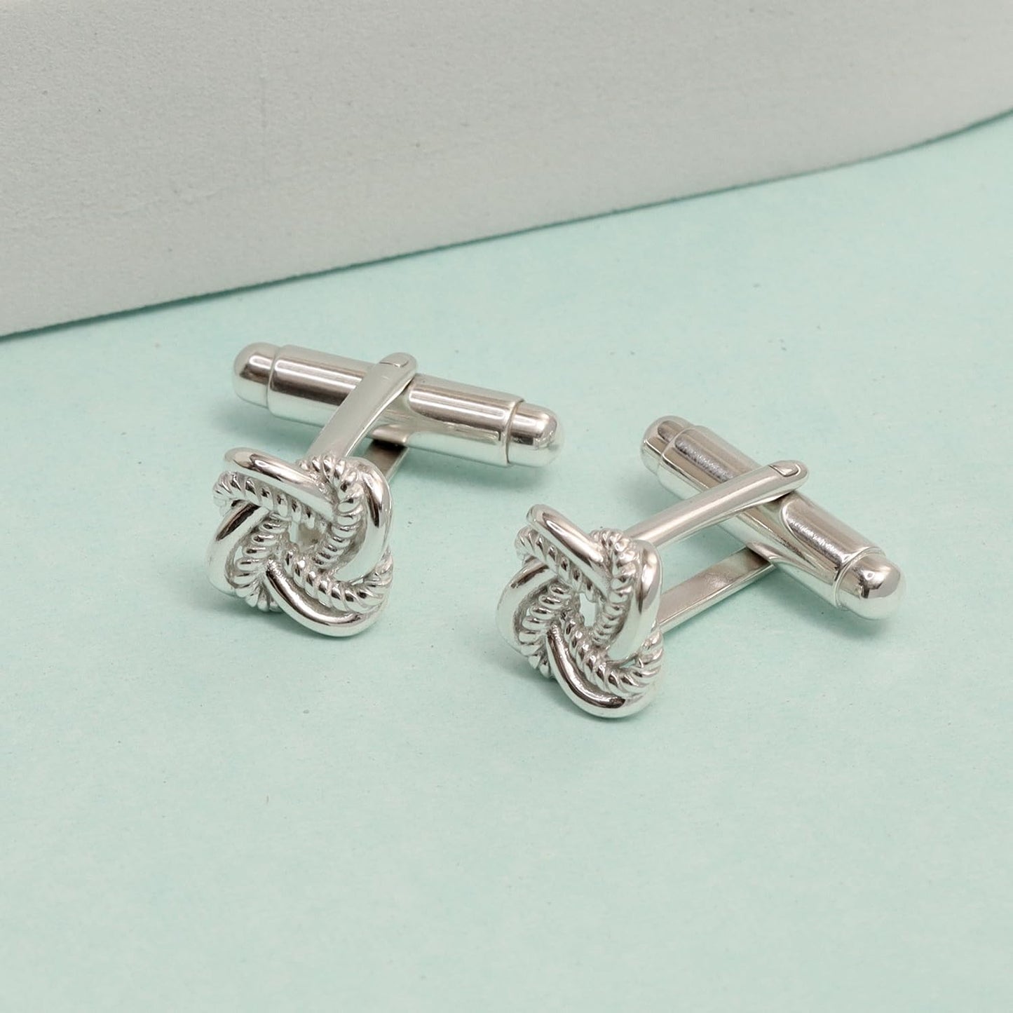TRUESILVER ACPL Men's Silver Knot Cufflinks | BIS Hallmarked 925 Sterling Silver Double Love Knot Cufflinks | Knotted Silver Cuff-Links Wedding Gift for Men