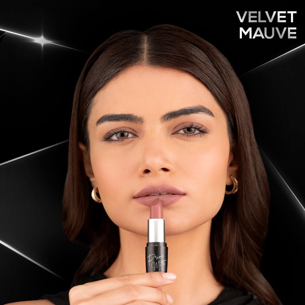 RENEE Prime Matte Lipstick - Velvet Mauve, Lightweight & Long-Lasting Formula, Creamy Matte Finish, One Swipe Application, Non-Drying, Vitamin E Infused, 4.5Gm