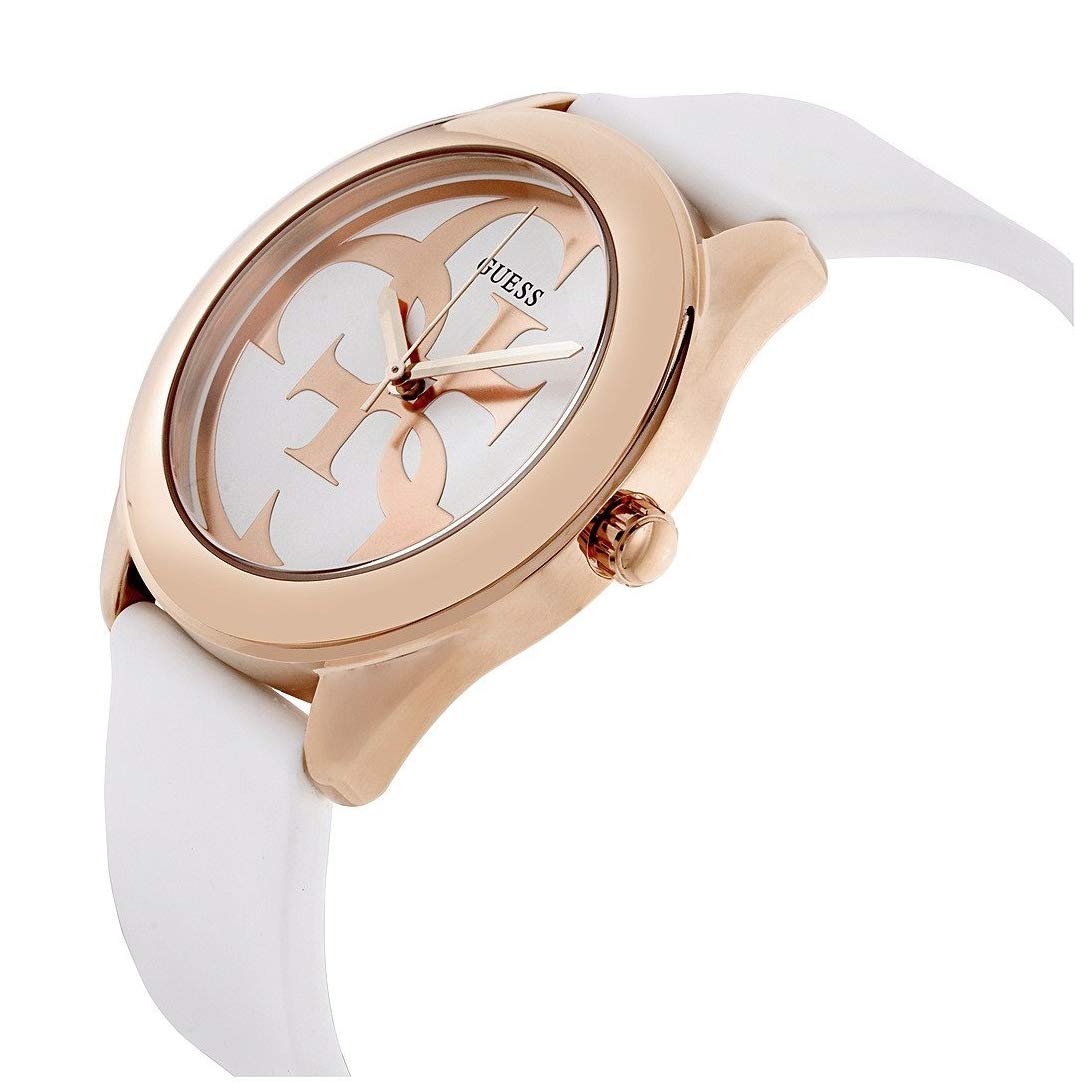 GUESS Rubber Analog Pink Dial Women Watch - W0911L5, White Band