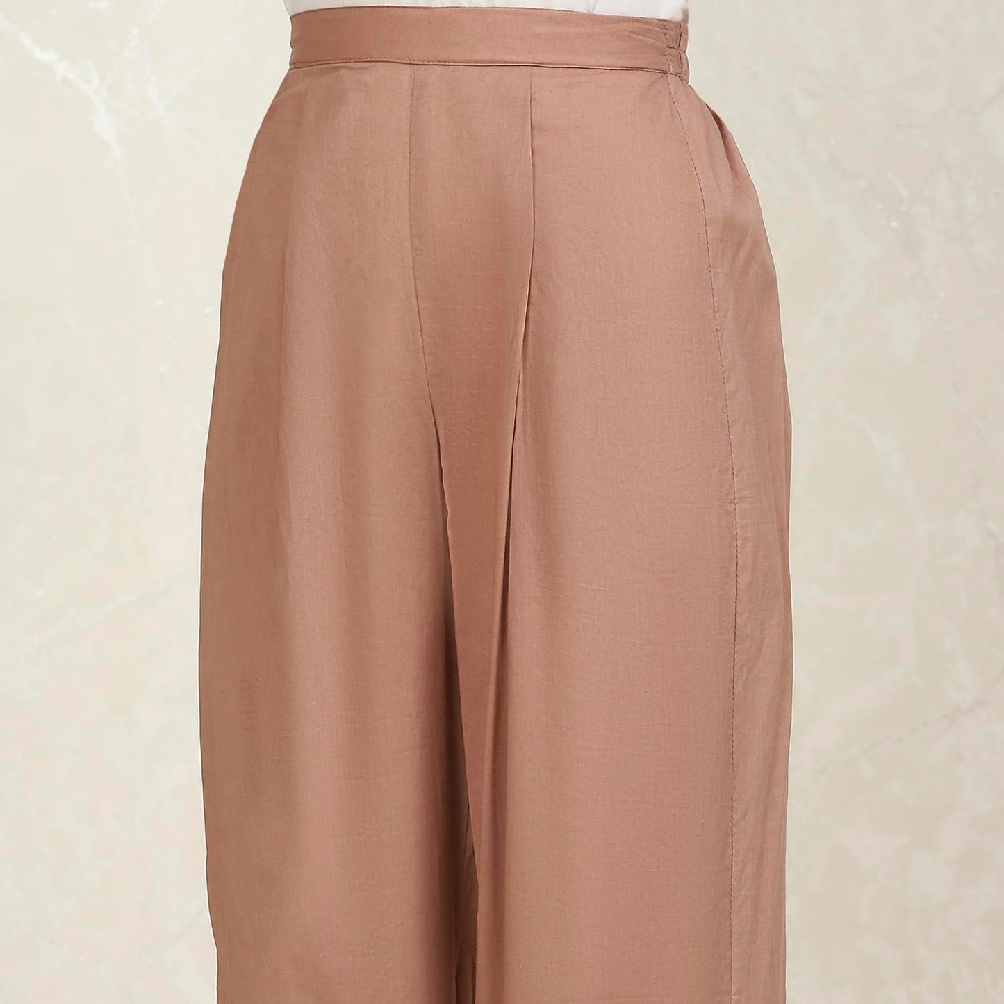 Biba Women's Brown Cotton Hand Embroidered Unstitched Suit Set