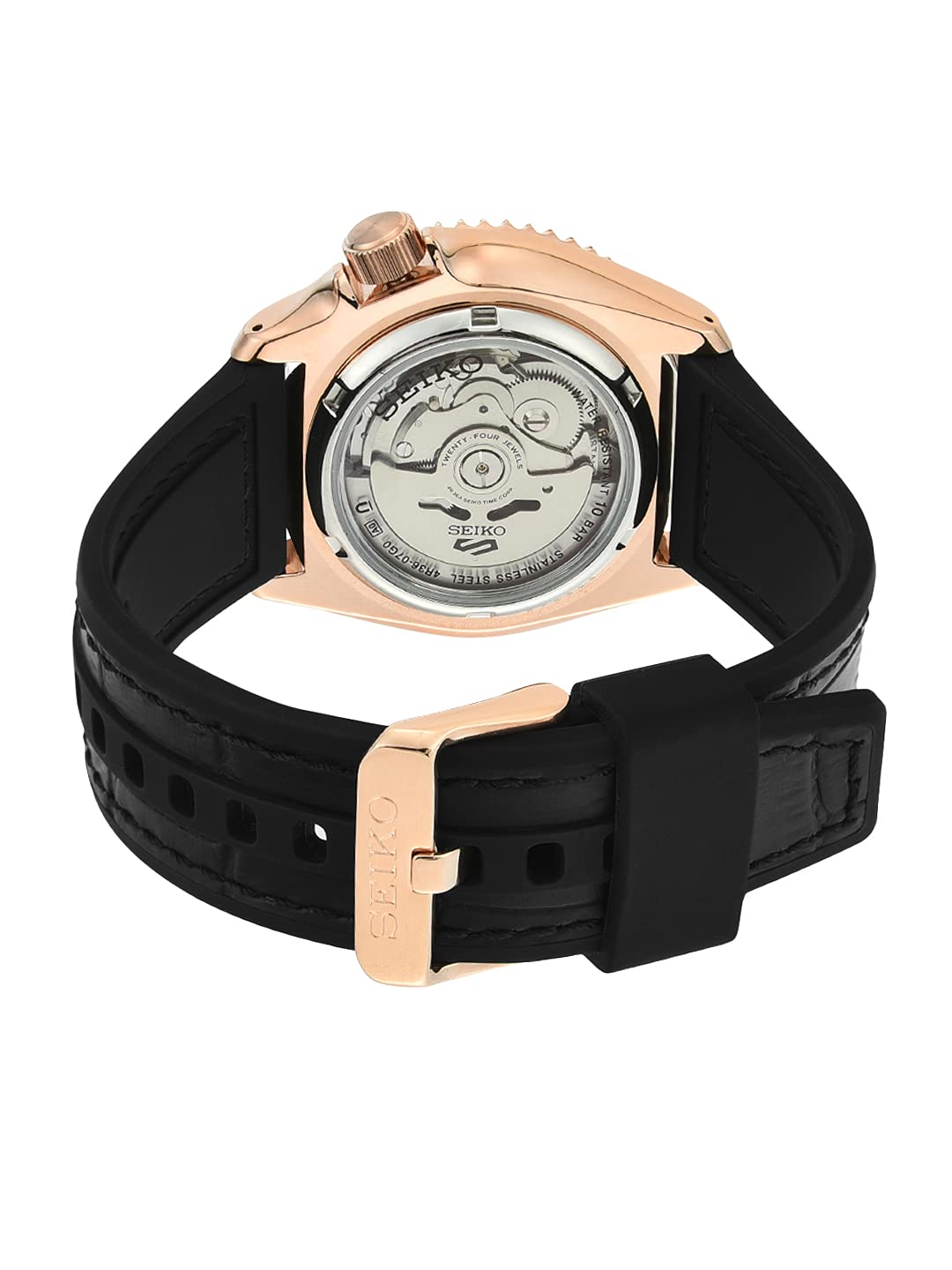 Seiko Silicone Analog Black Dial Men Watch-Srpd76K1, Black Band