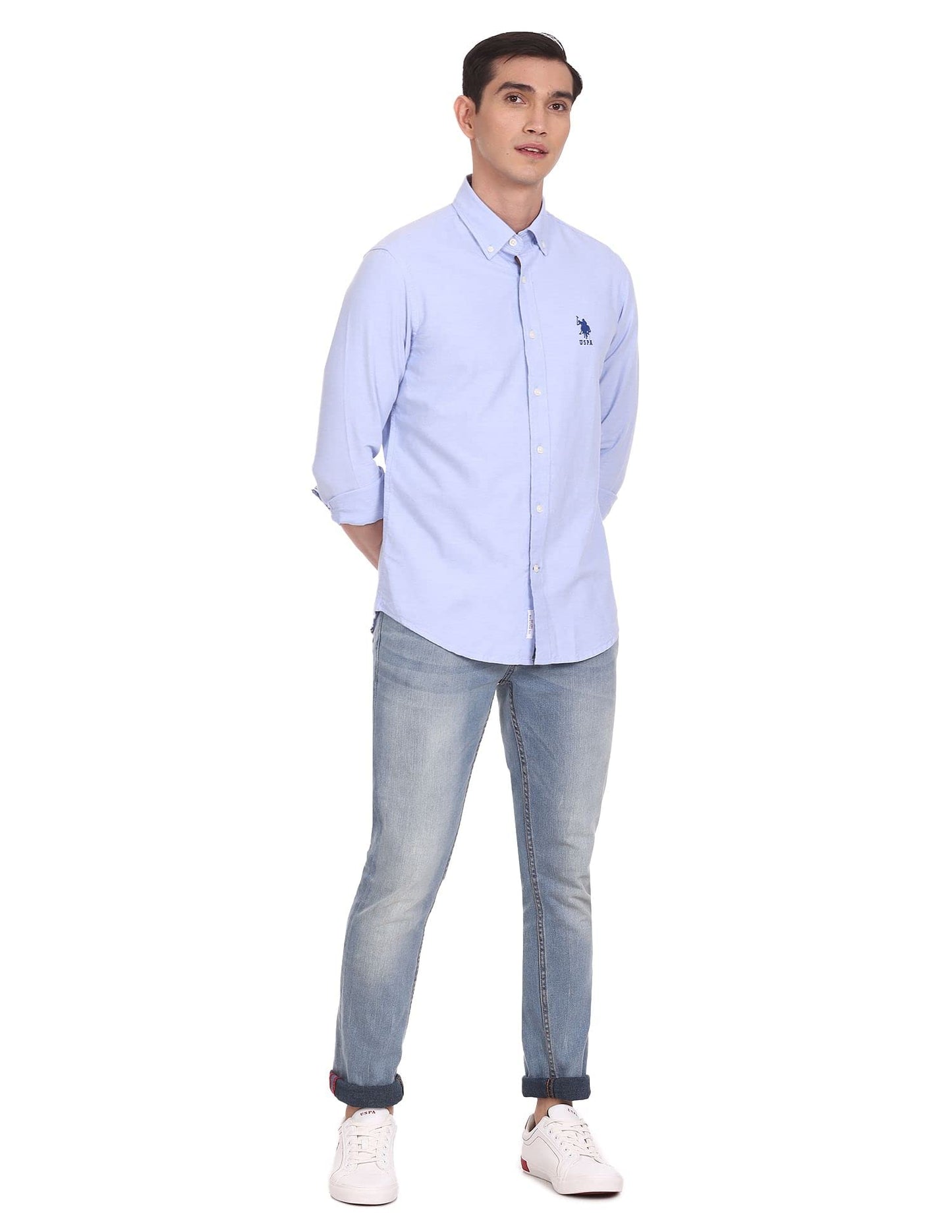 U.S. POLO ASSN. Men's Cotton Regular Fit Polo Shirt Blue Medium