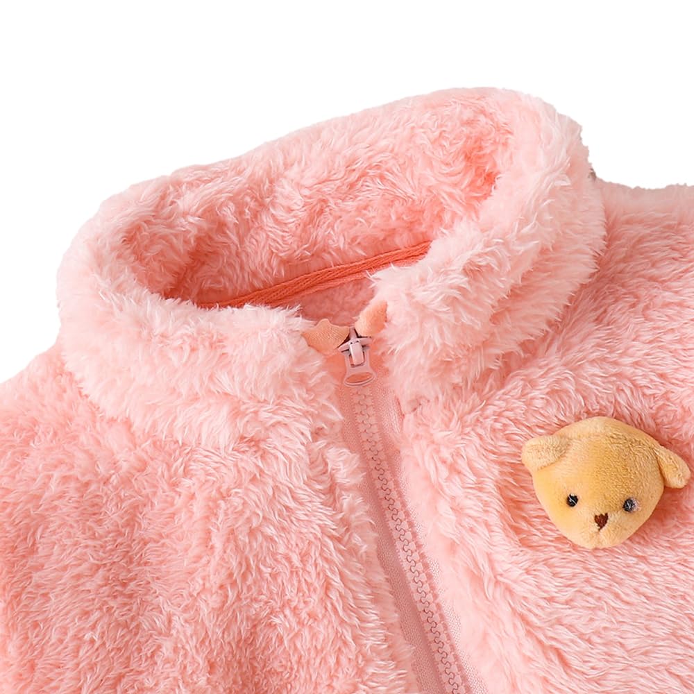 Hopscotch Girls Polyester Waist Length Jackets in Peach Color For Ages 4-5 Years