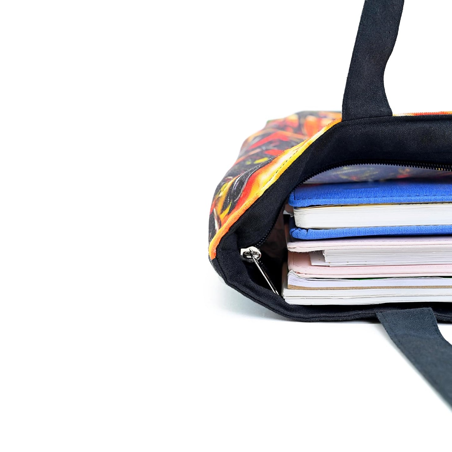 Boho Girl printed Large Cotton blend Tote Bag for Women Zipper Handbags for Women with Inner Zipper Pocket for Shopping Office & travel beach tote bag