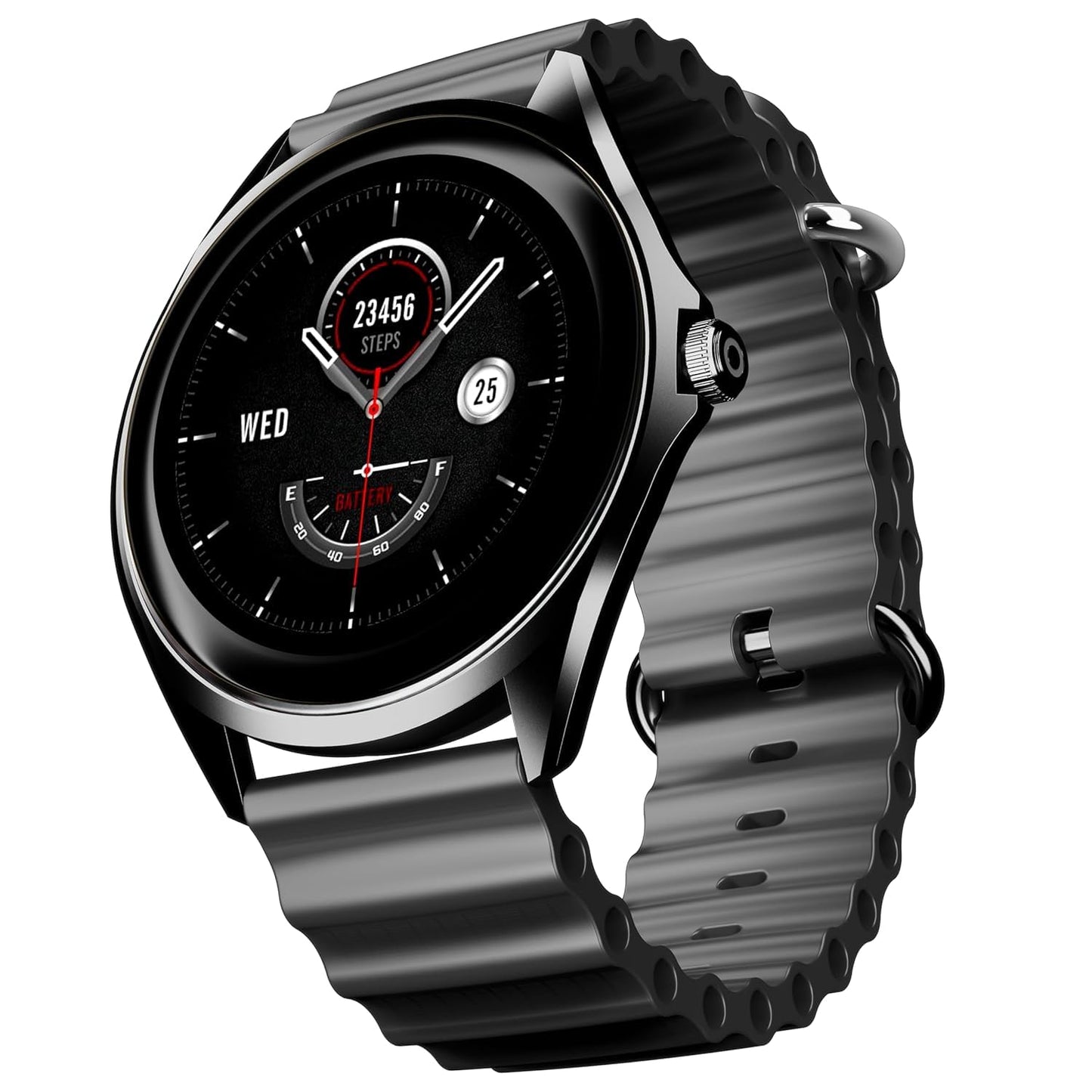 Boat Ultima Aeris 1.43" AMOLED Display, 1000 nits Brightness, Ultra Slim 8mm Metal Build, IP68, Auto HR & SpO2 Monitoring, Sleep & Stress Tracking, Stylish Smartwatch for Men & Women (Active Black)