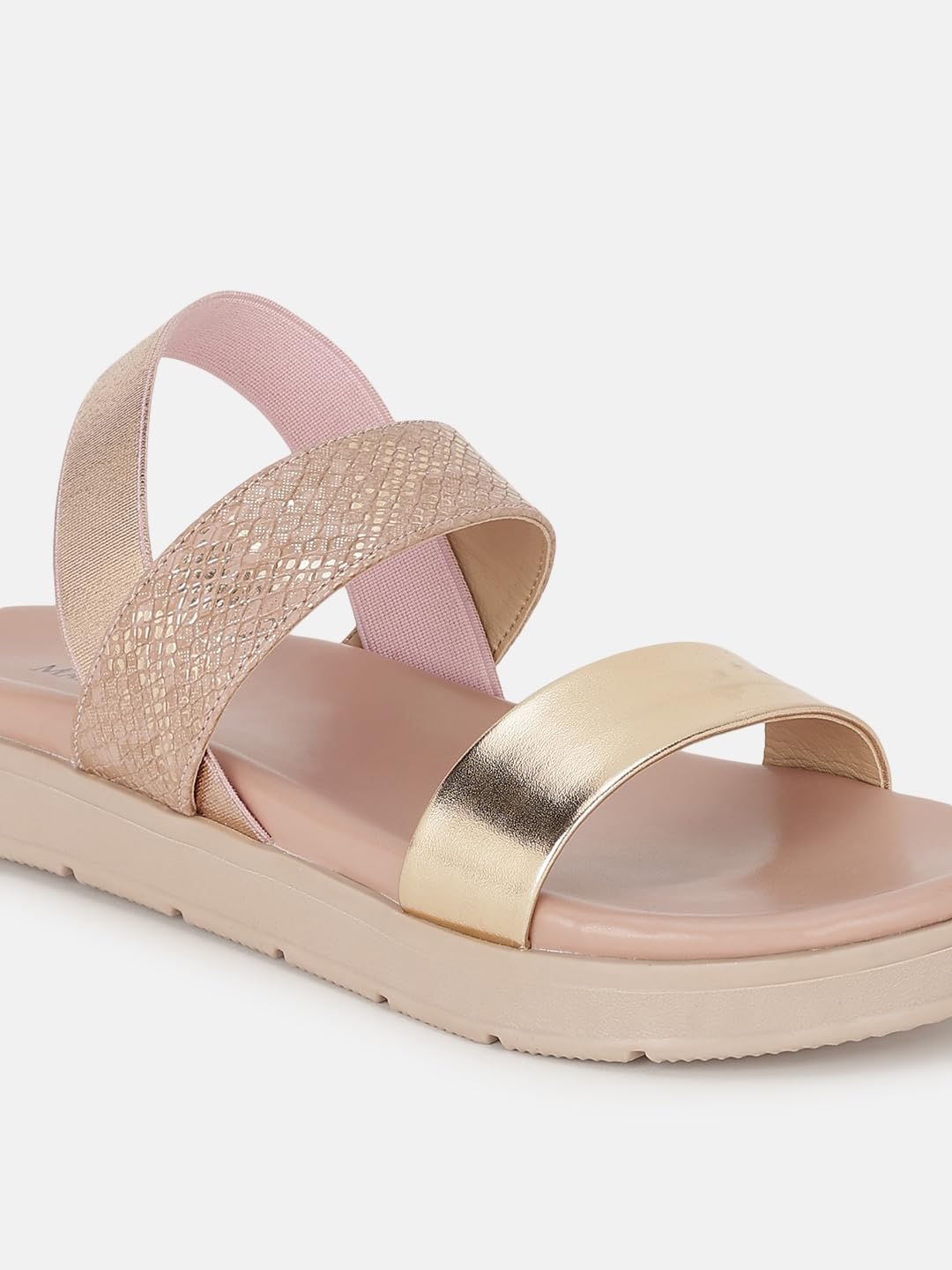 Marc Loire Women Platform Heel Fashion Sandal With Slingback Strap; Casual Footwear (Rose Gold, 5)