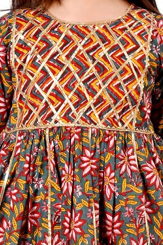 Arshia Fashions Baby Girl's Cotton Sanganeri/Floral Printed Kurti With Sharara Dress Clothing Set