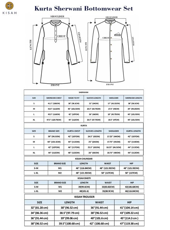 KISAH Men's Kurta Indo-Western Sherwani Trouser Set, Black Jacquard, Woven Design Regular Fit Mandarin Collar Long Sleeves (44)