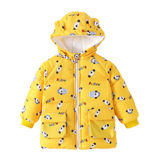 Hopscotch Girls Polyester Waist Length Jackets in Yellow Color For Ages (4-5 Years)