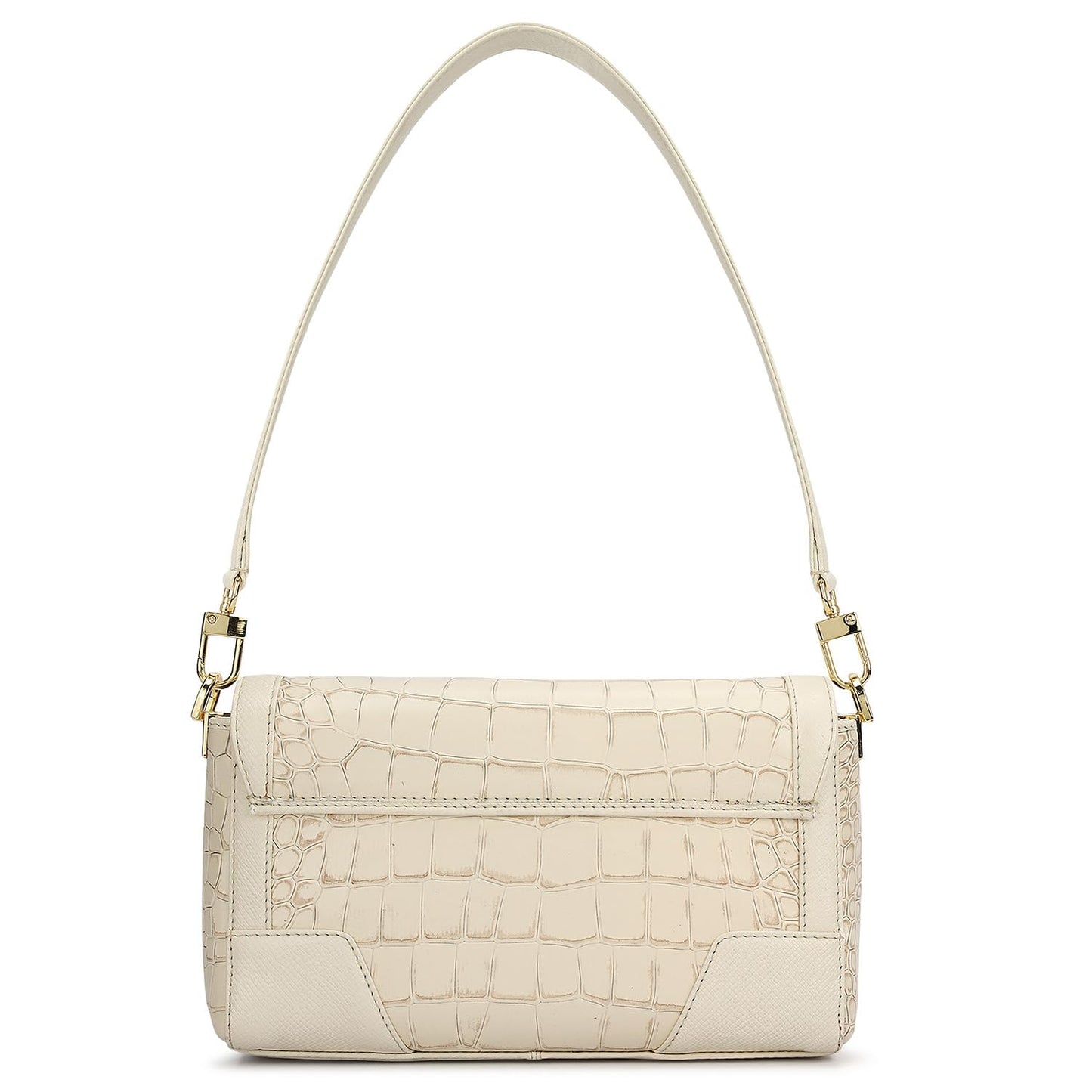 Da Milano Leather Shoulder Bag for Women - White (01939OL)