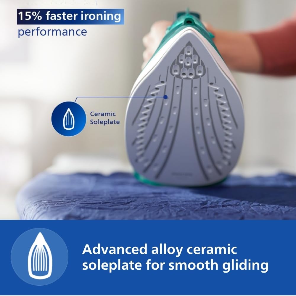 Philips Steam Iron DST0820/20 (World no. 1 Ironing Brand) Powerful 15 gm/min Steam Output with Spray, Multilayer Coated Non stick Soleplate with 1250 W quick Heat up