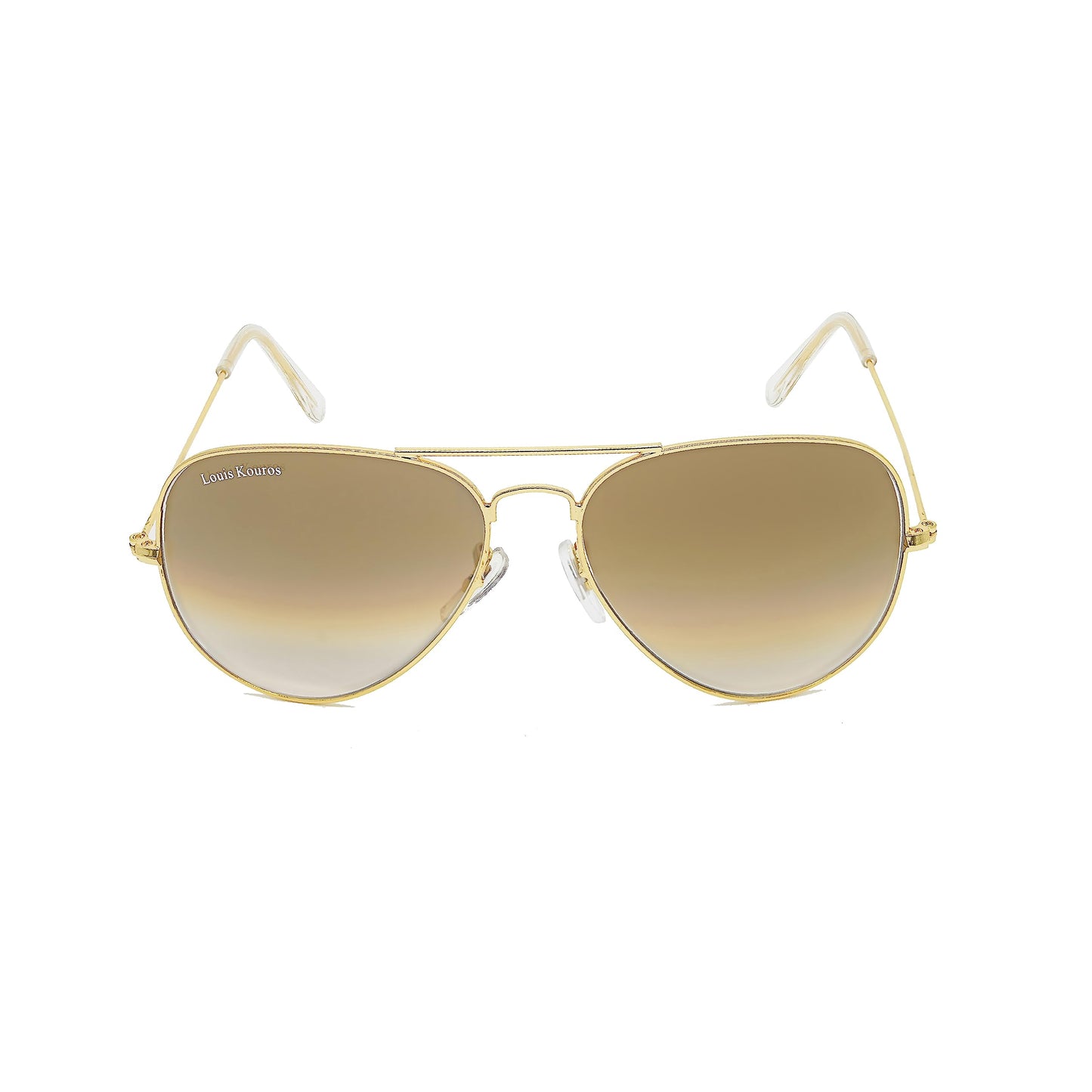 Louis Kouros Armstoner Aviator Classic 3026 sunglasses | Gold Frame | Brown Gradient Lens | Mirror Lens | 400 UV Protection | Medium