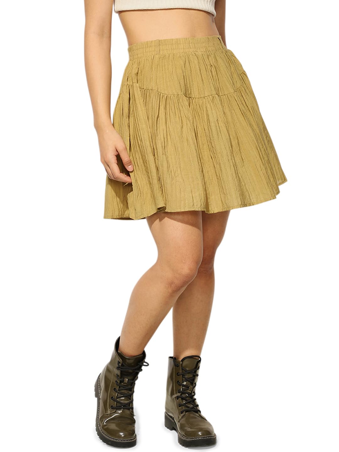 ONLY Flared High-Rise Khaki Skirt