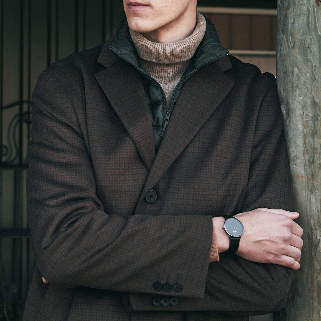 Nordgreen Native Scandinavian Silver Unisex Analog Watch with Black Dial and Black Leather Strap 15119