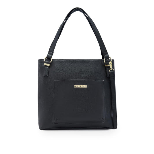 Caprese Andrea Tote Bag, Medium-Black | Stylish Handbag for Women | Spacious, Versatile Office & Daily Essentials Tote | Top Zip Closure