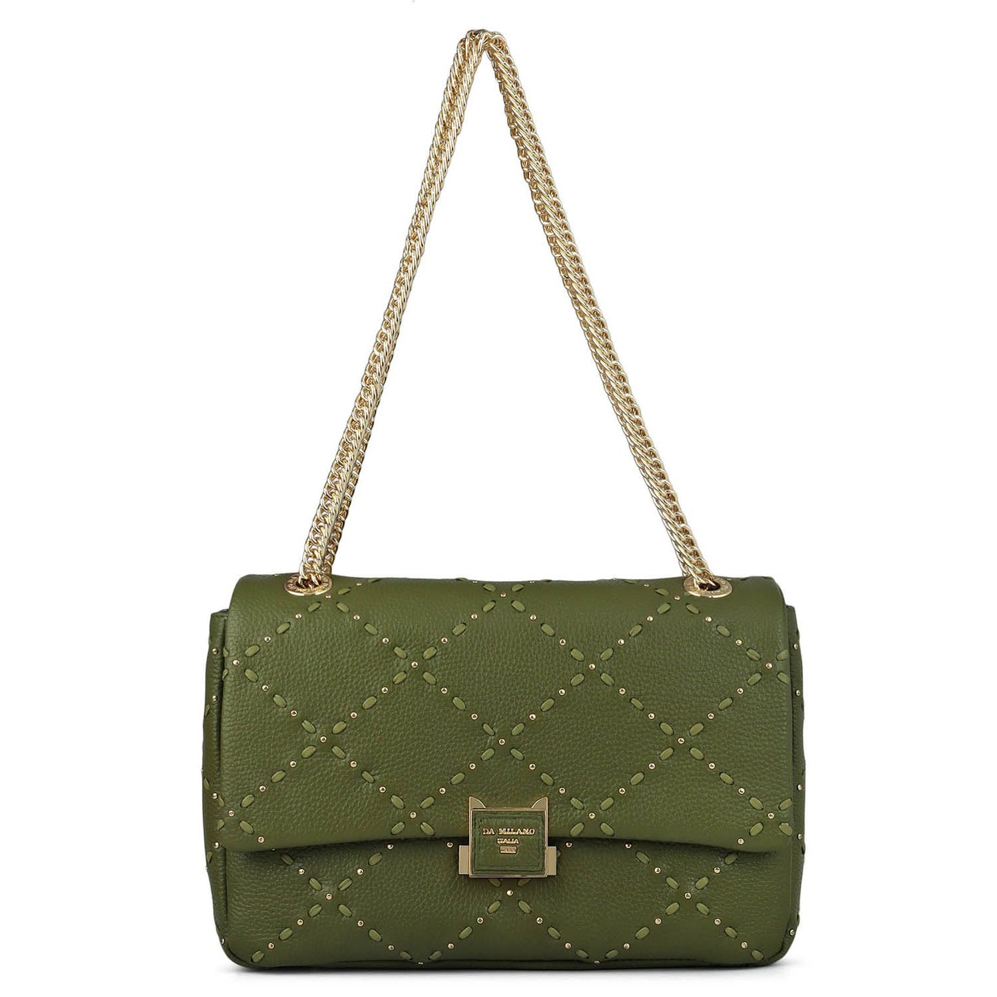 Da Milano Leather Shoulder Bag for Women - Green