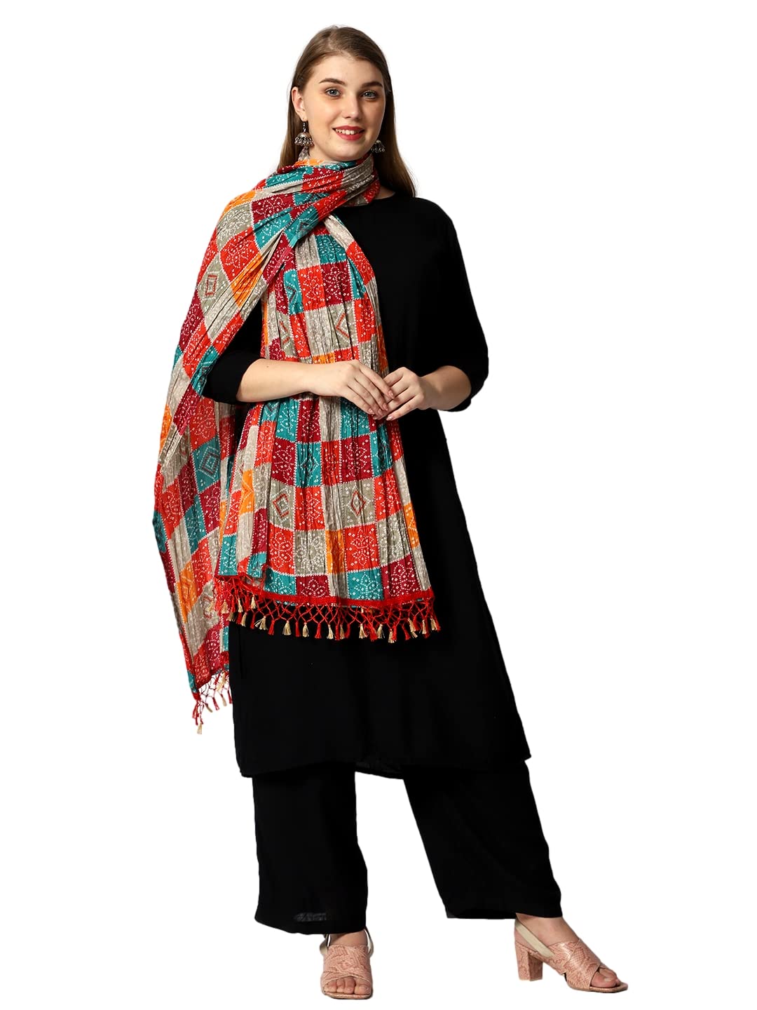 Weavers Villa Women's Cotton Printed Dupatta Chunni (Multi), 2.25 Mtrs