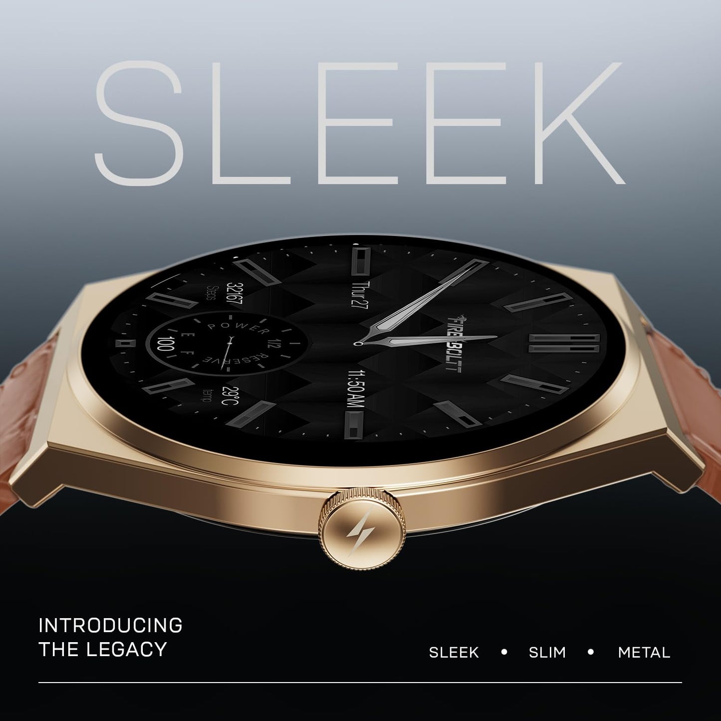 Fire-Boltt Phoenix Nova Smartwatch 1.43” Slim Super AMOLED Display 466x466 Pixel Always-On Display Bluetooth Calling, Health Tracker for Men & Women Chestnut Leather