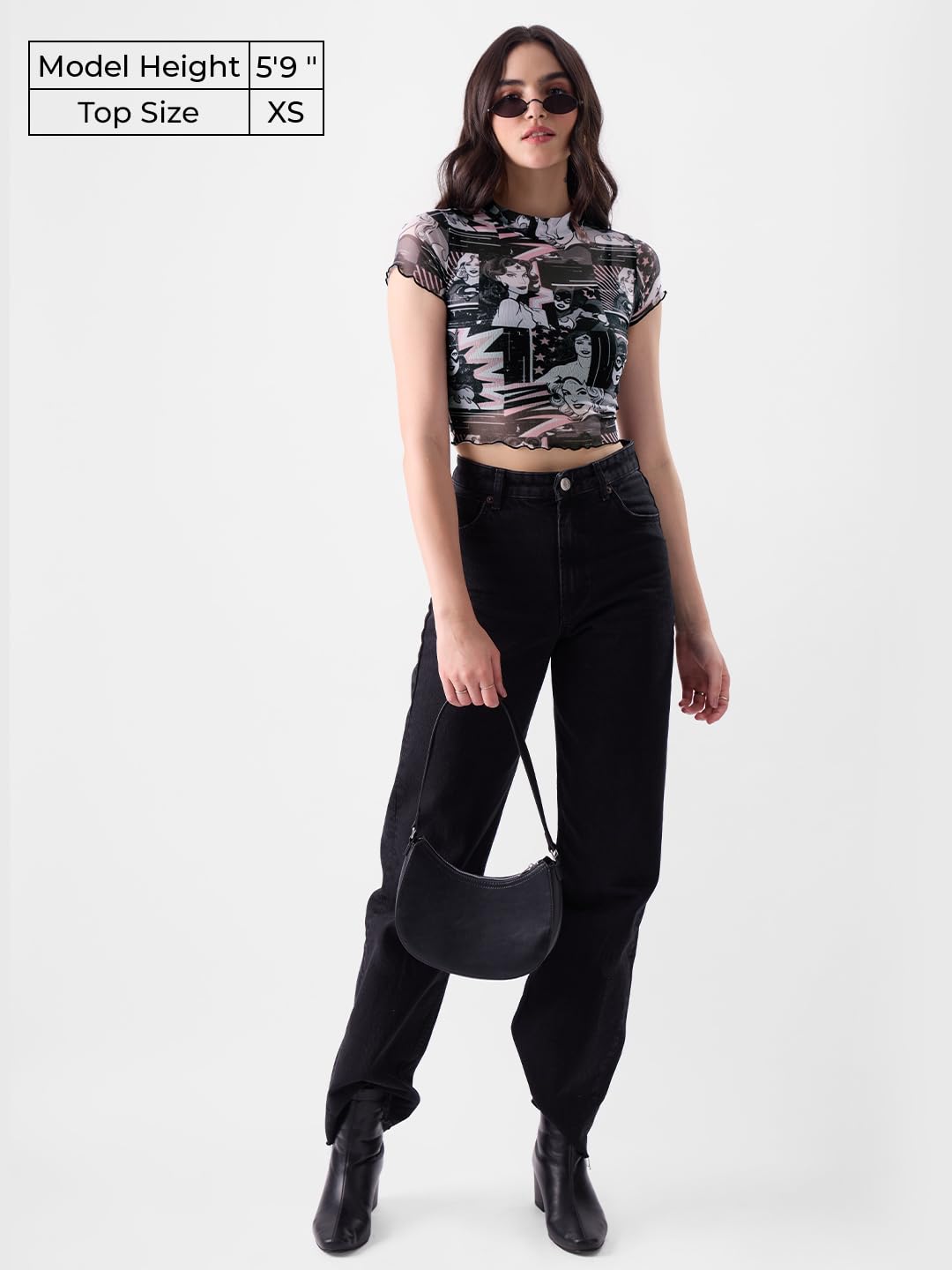 The Souled Store Official DC: Supergirls Women Slim fit Half Sleeve Cotton Multi Color Cropped Tops Crop Top for Girl Women Round Turtle Halter Neck Printed Shoulder Rib Knit Tank Top