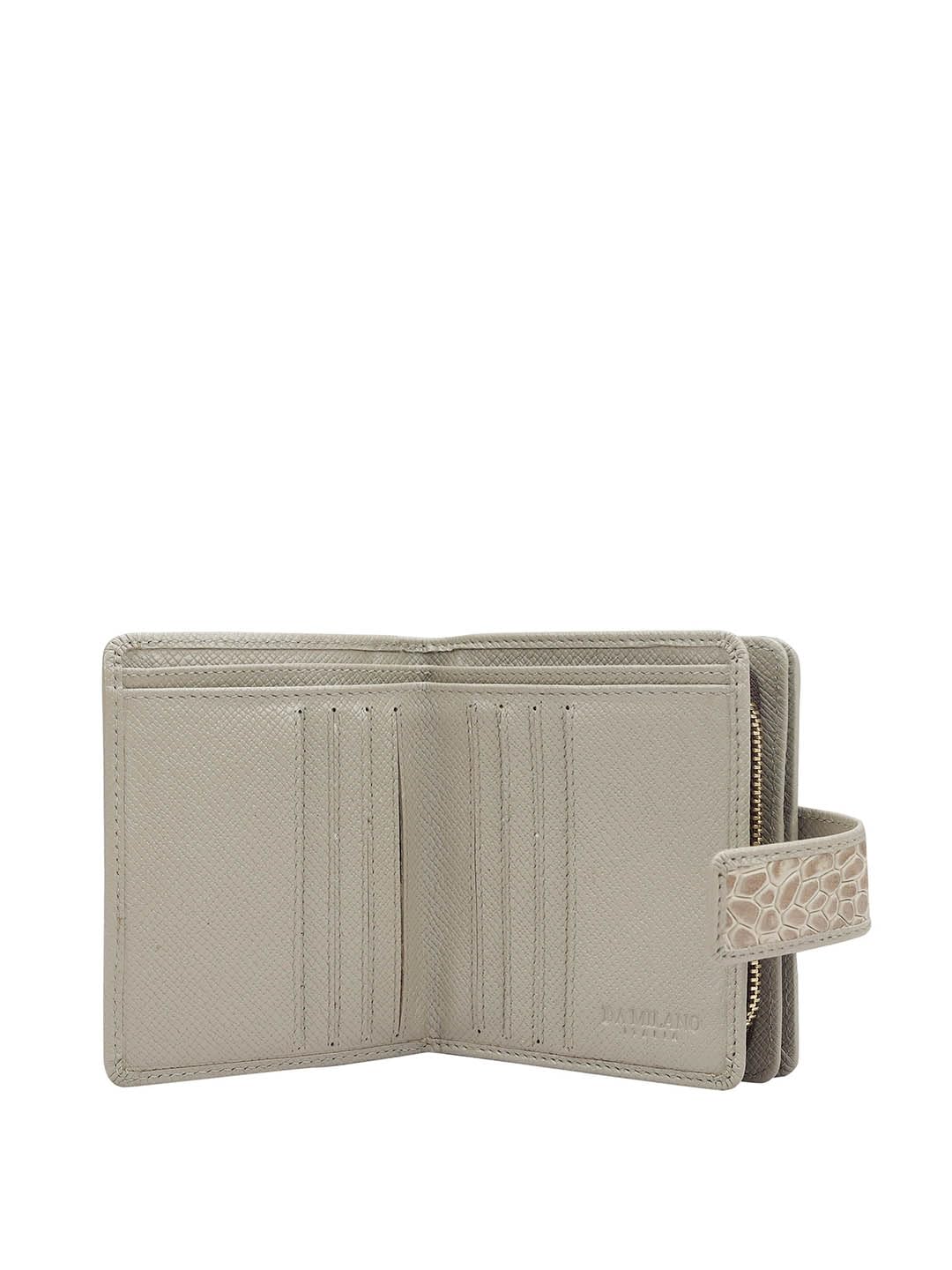 Da Milano Genuine Leather White Flap & Zip Women Wallet (10014C)