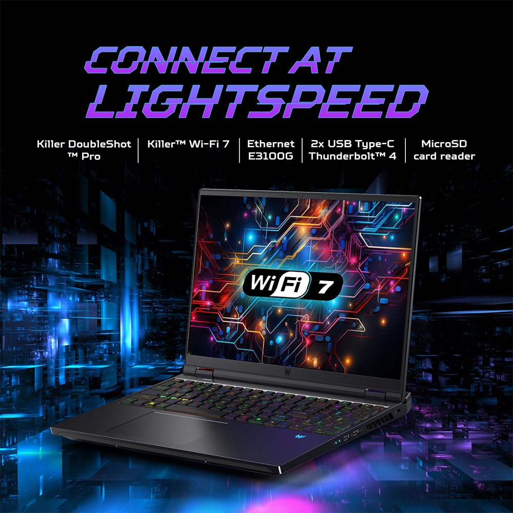 Acer Predator Helios 16 AI Gaming Laptop 14th Gen Intel Core i9 Processor (32 GB RAM/1 TB SSD/NVIDIA GeForce RTX 4080/240Hz/Wifi 7/Win11 Home) PH16-72 with 40.64 cm (16") WQXGA IPS Display, 2.65 KG