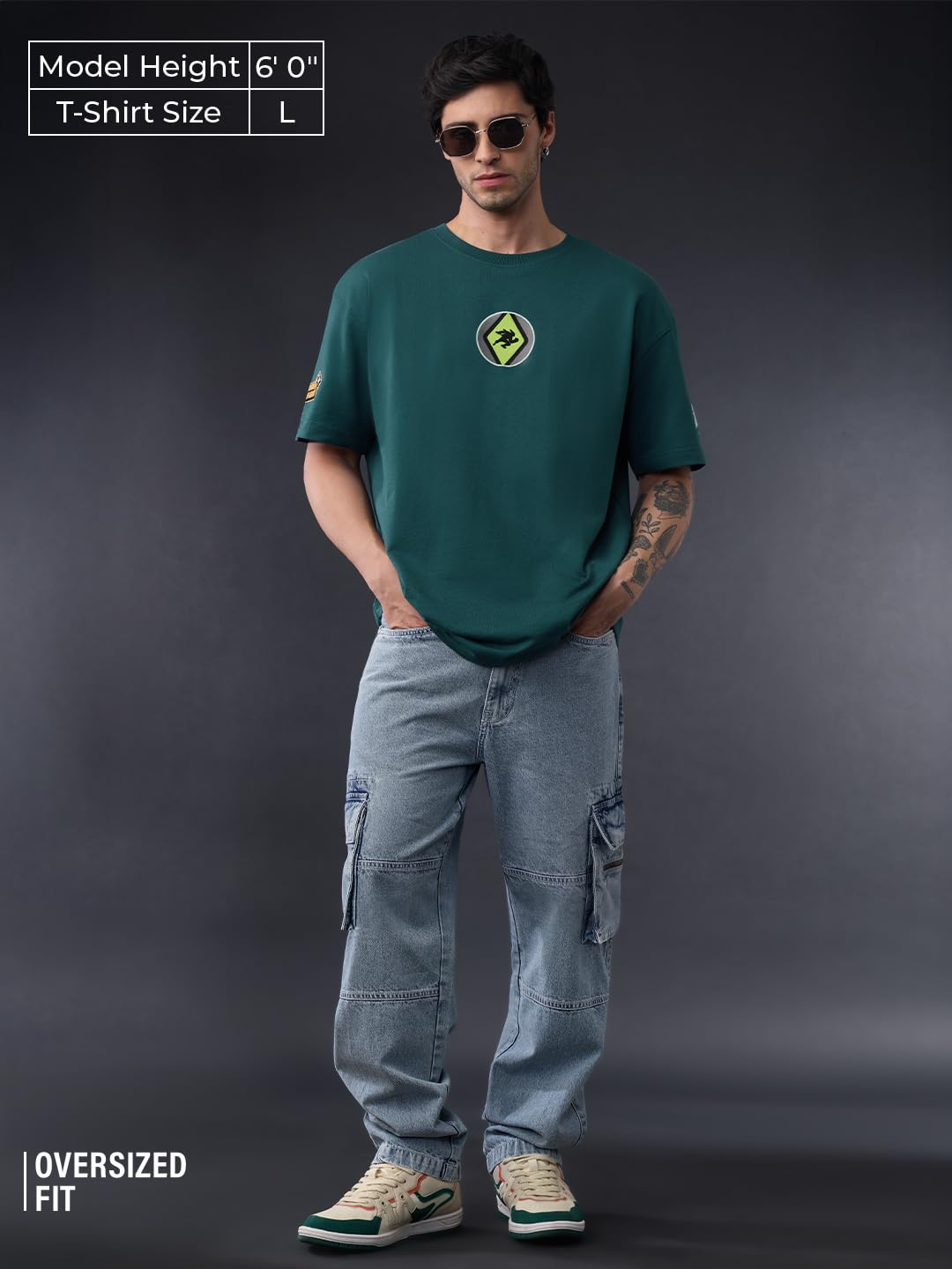 The Souled Store Ben 10: Men and Boys Short Sleeves Round Neck Drop Shoulder Casual Streetwear Trendy Cartoon Cotton Oversized T-Shirt