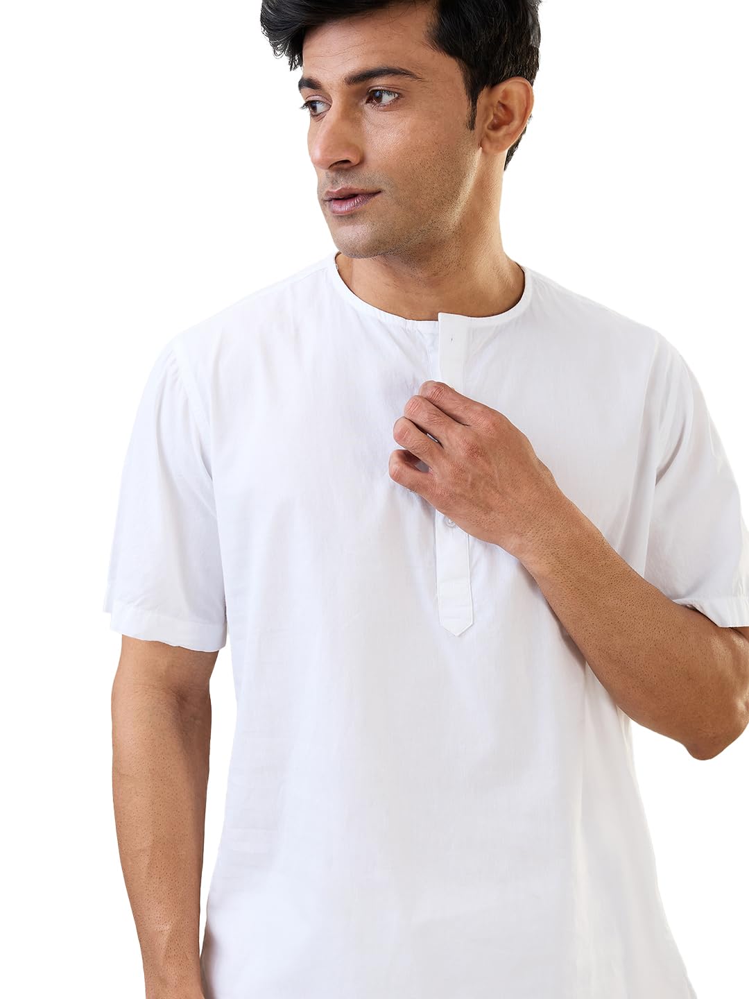 Raymond SleepZ Men Comfort Fit Solid Pattern Pure Cotton Round Neck Kurta White