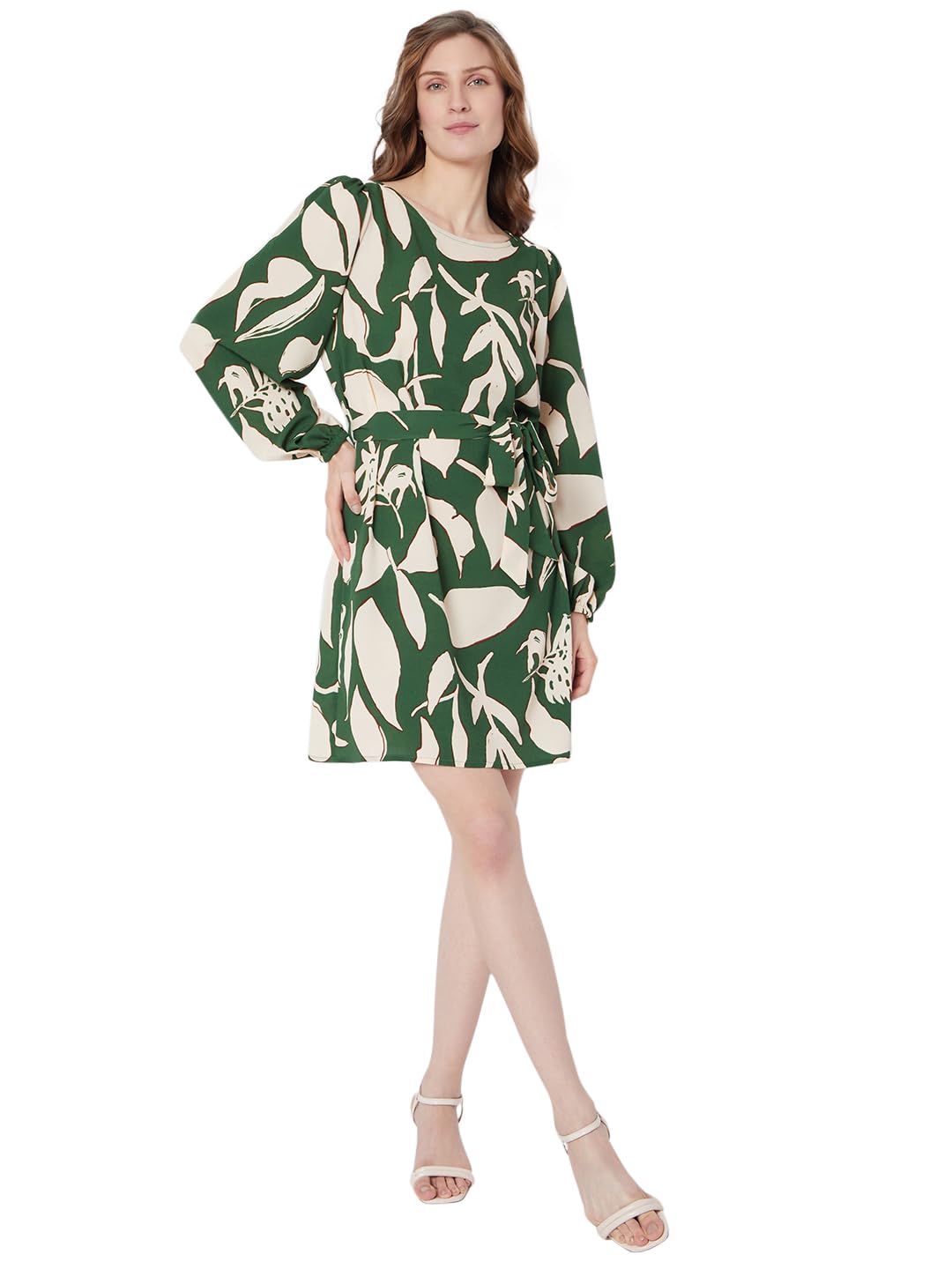 VERO MODA Women's Polyester Shift Mini Dress (10309368- Rosin,Green