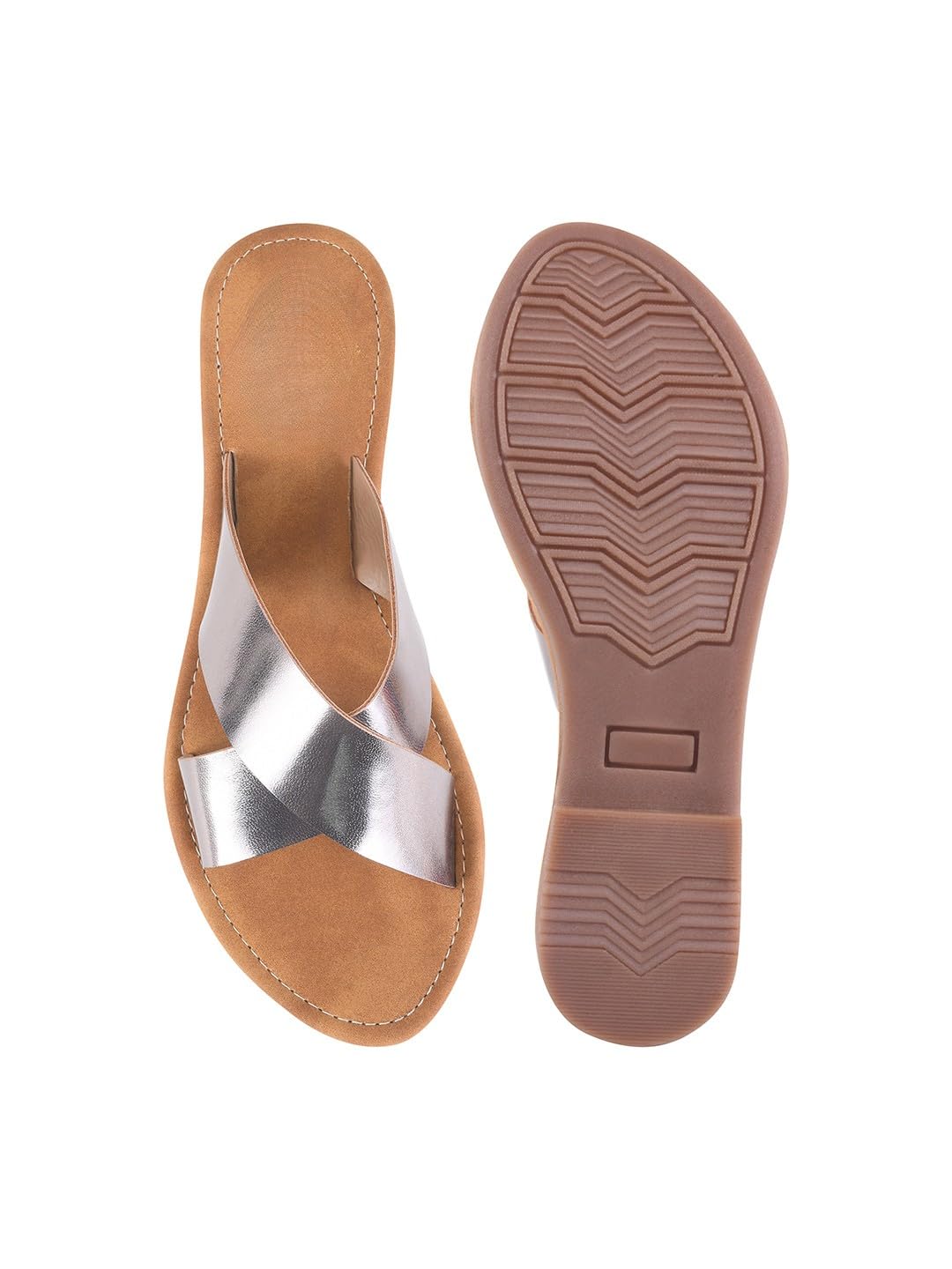 GLEMATOZ Women?s Grey Flat Sandals with Lightweight Non-Slip Sole || Perfect for Everyday Footwear, Beach & Vacation EU40