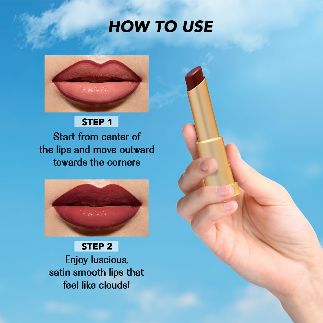 LoveChild Masaba Lush Creme Lipstick (Caramel Brown), Moisturizing Satin Finish with Ceramides & Shea Butter, Lightweight, Long-Lasting & Ultra-Smooth, For All Indian Skin Tones, Raincheck 3.5g