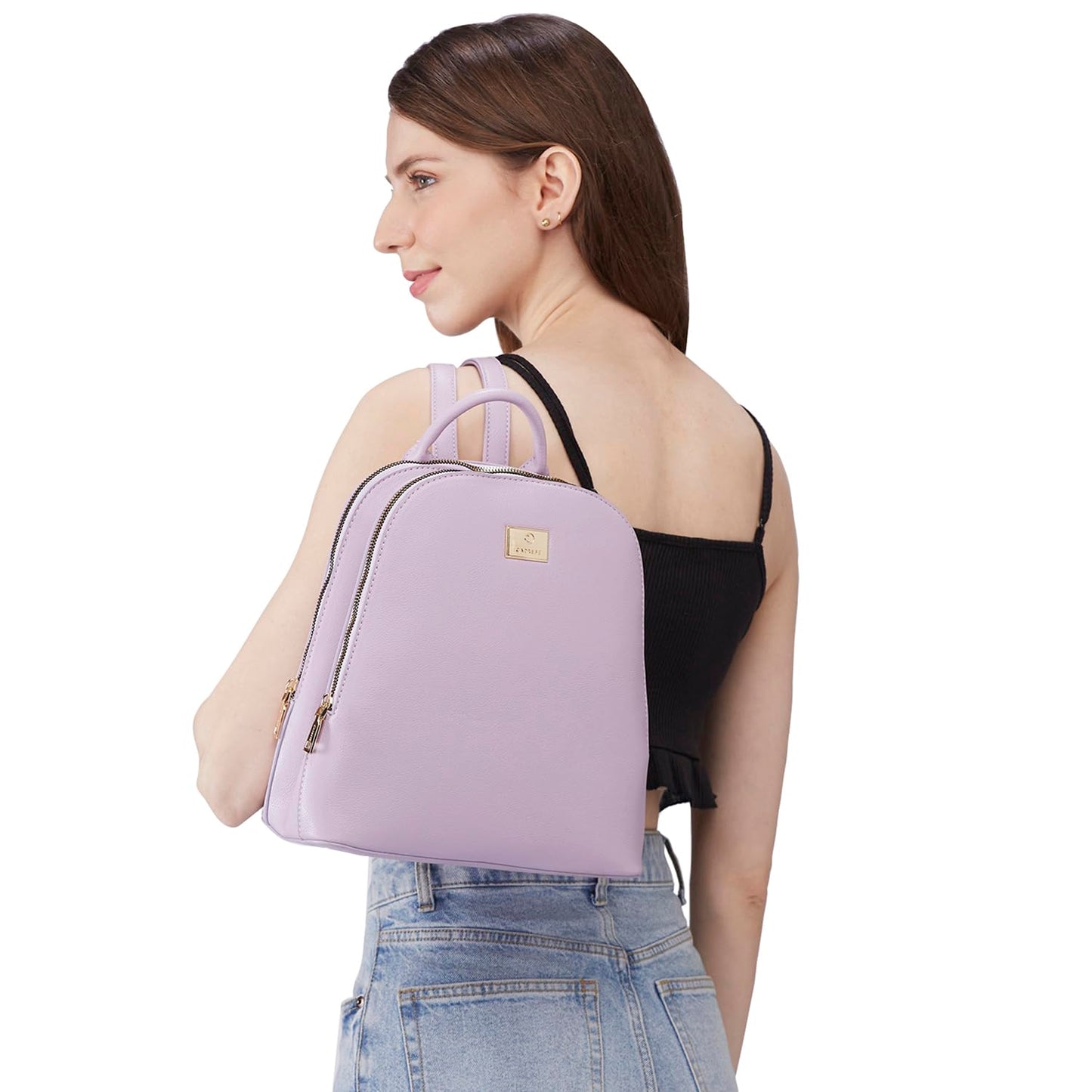 Caprese Linz Casual Backpack, Medium | Fashion Backpack for Women with Adjustable Shoulder Strap & Secure Zip Closure | Spacious, Versatile for Everyday Outings and Travel (Violet)