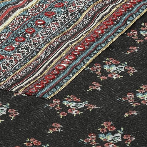 BIBA WOMEN PRINTED STRAIGHT SALWAR KURTA DUPATTA(SKDPOSHINA9037_BLACK_40)