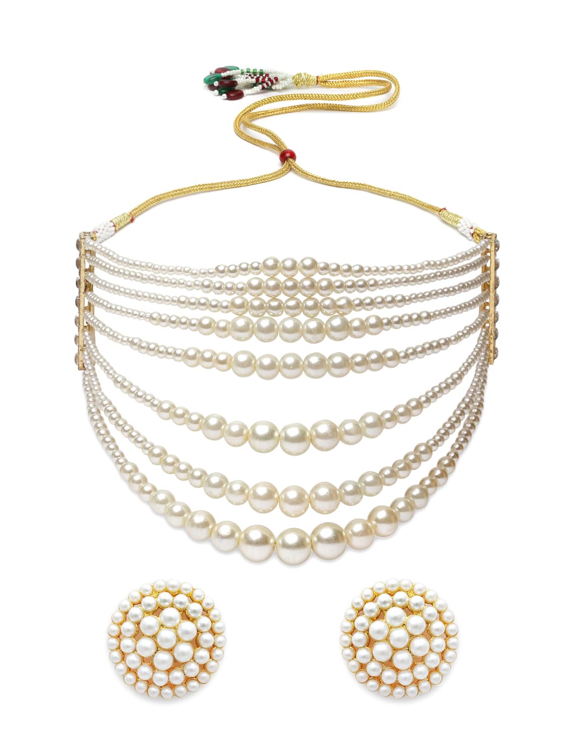 Shining Diva Fashion Pearl Necklace Jewellery Set for Women Latest Stylish Design Fancy Wedding Party Choker (15863s)
