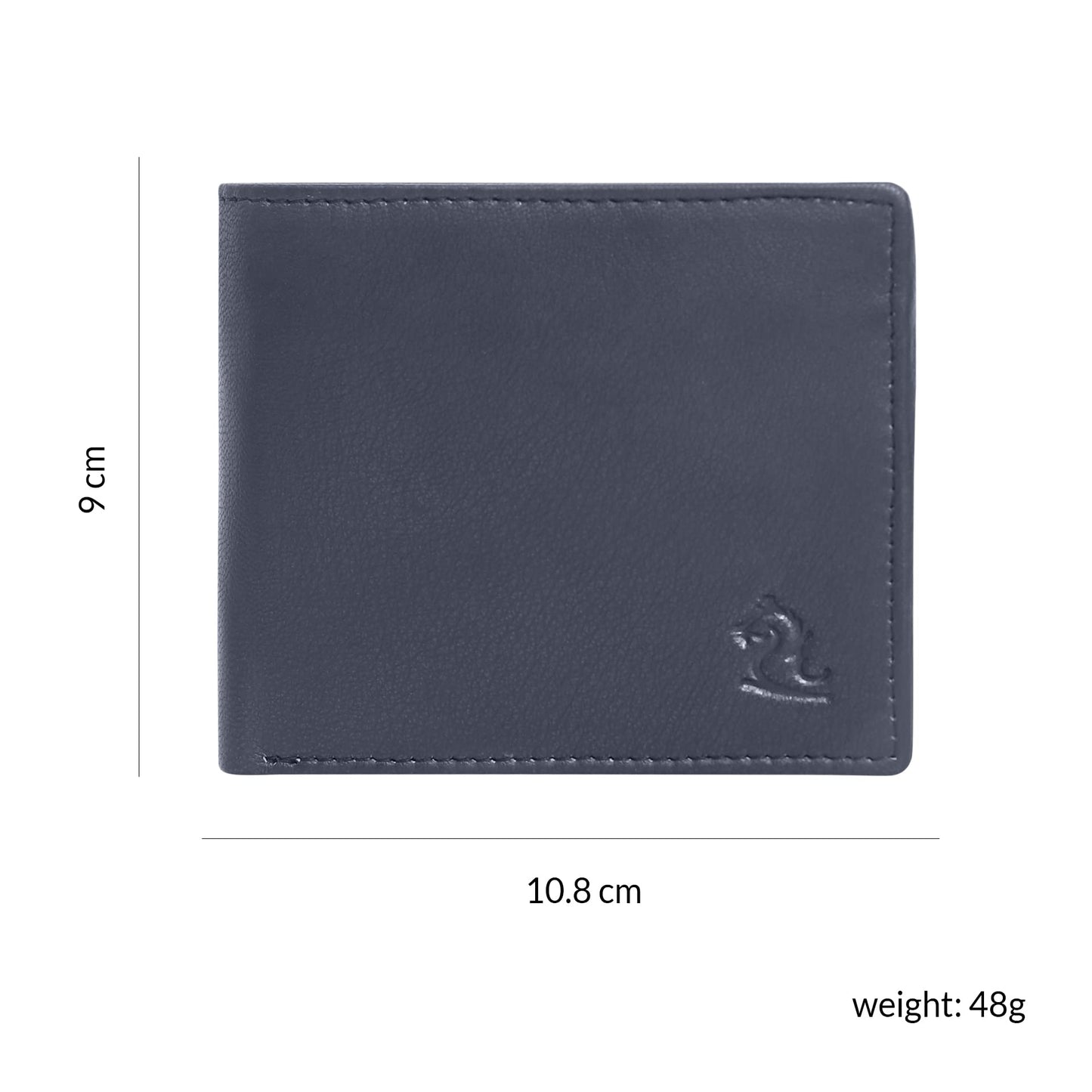 KARA Men's Blue Leather Wallet with 3 Card Holder Slot - Genuine Leather Wallets for Men