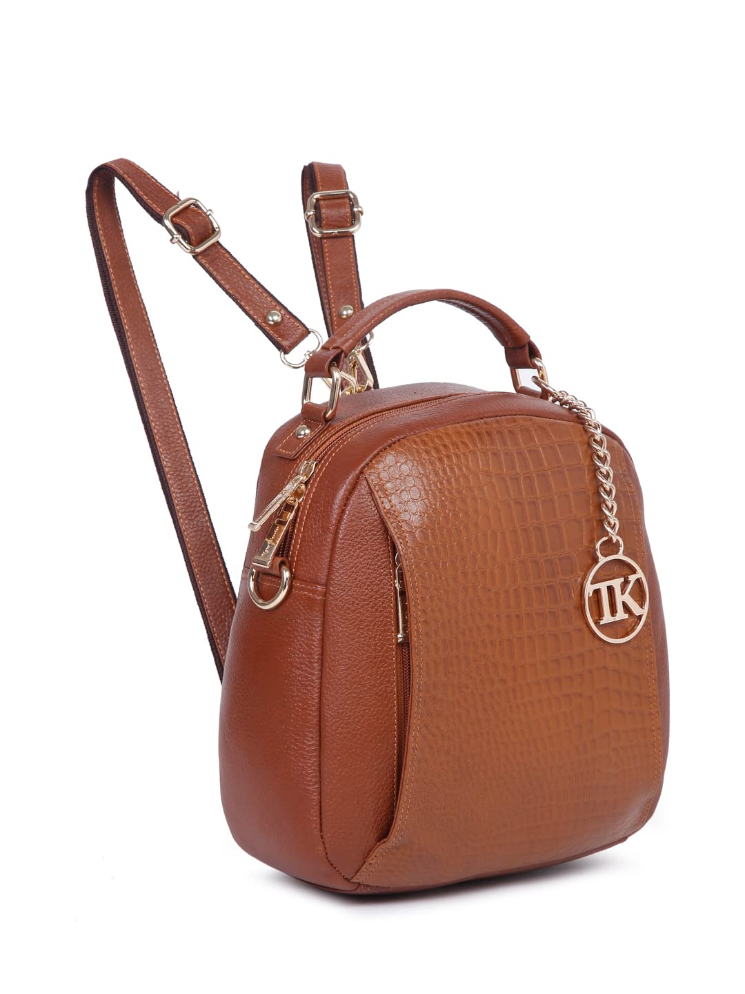 TEAKWOOD LEATHERS WOMEN TAN TEXTURED BACKPACK