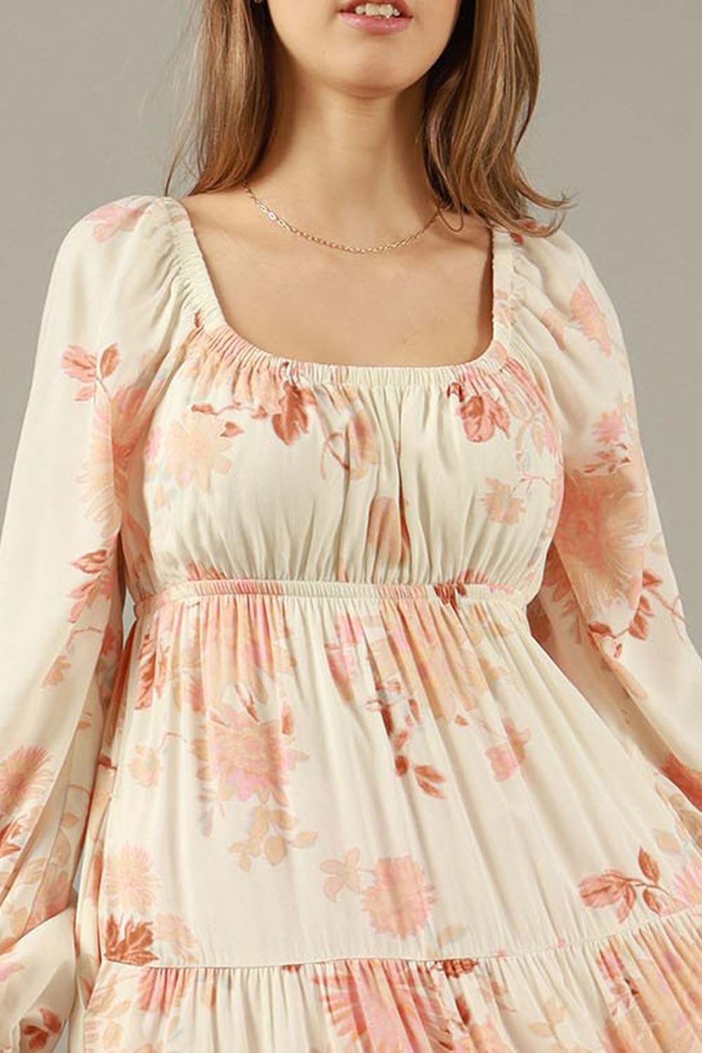 American Eagle Women White Long-Sleeved Tiered Midi Dress
