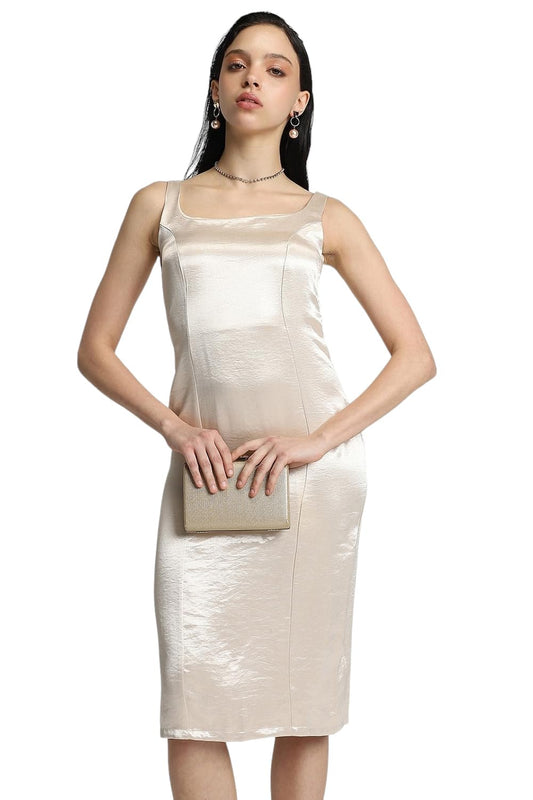 FOREVER 21 Women's Rayon Sheath Knee-Length Cocktail Dress (FWA23CDRF0085_Cream