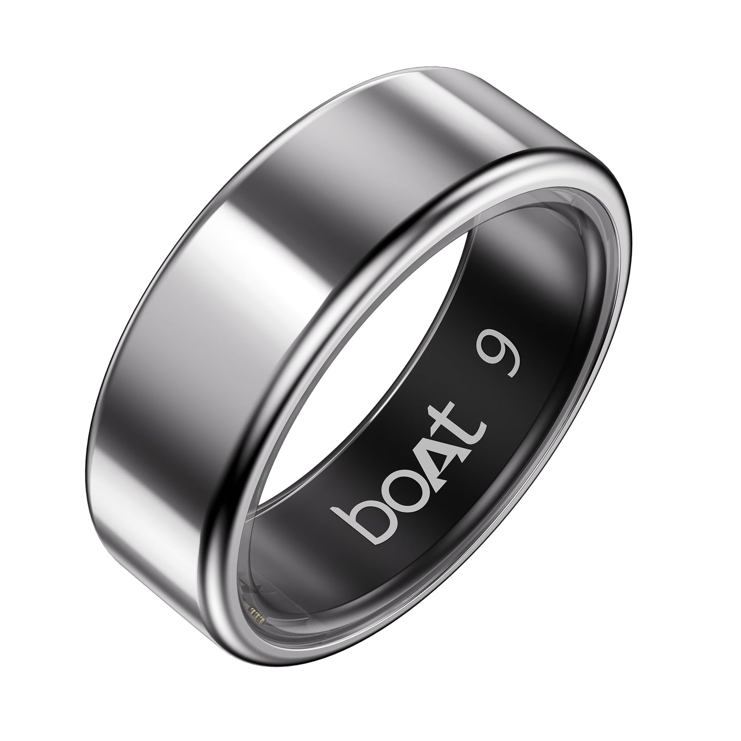 boAt New Launch SmartRing Active Plus, Auto Heart Rate, Sleep, SpO2, Stress & Skin Temperature Monitor, Stainless-Steel Build, Lightweight, 30-Days Battery, Magnetic Charging Case(9, Radiant Silver)
