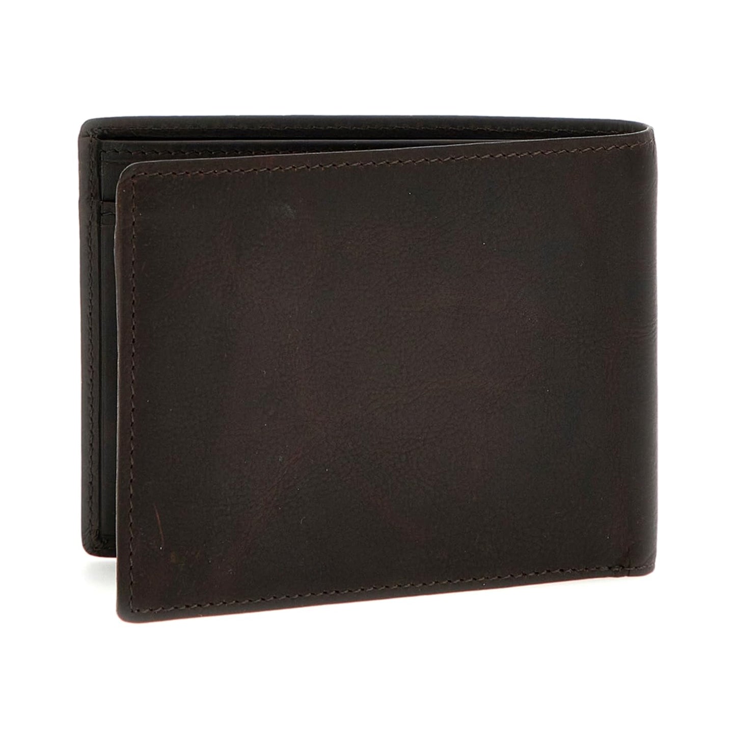 GUESS Brown Solid Leather Roma Bi-Fold Wallet