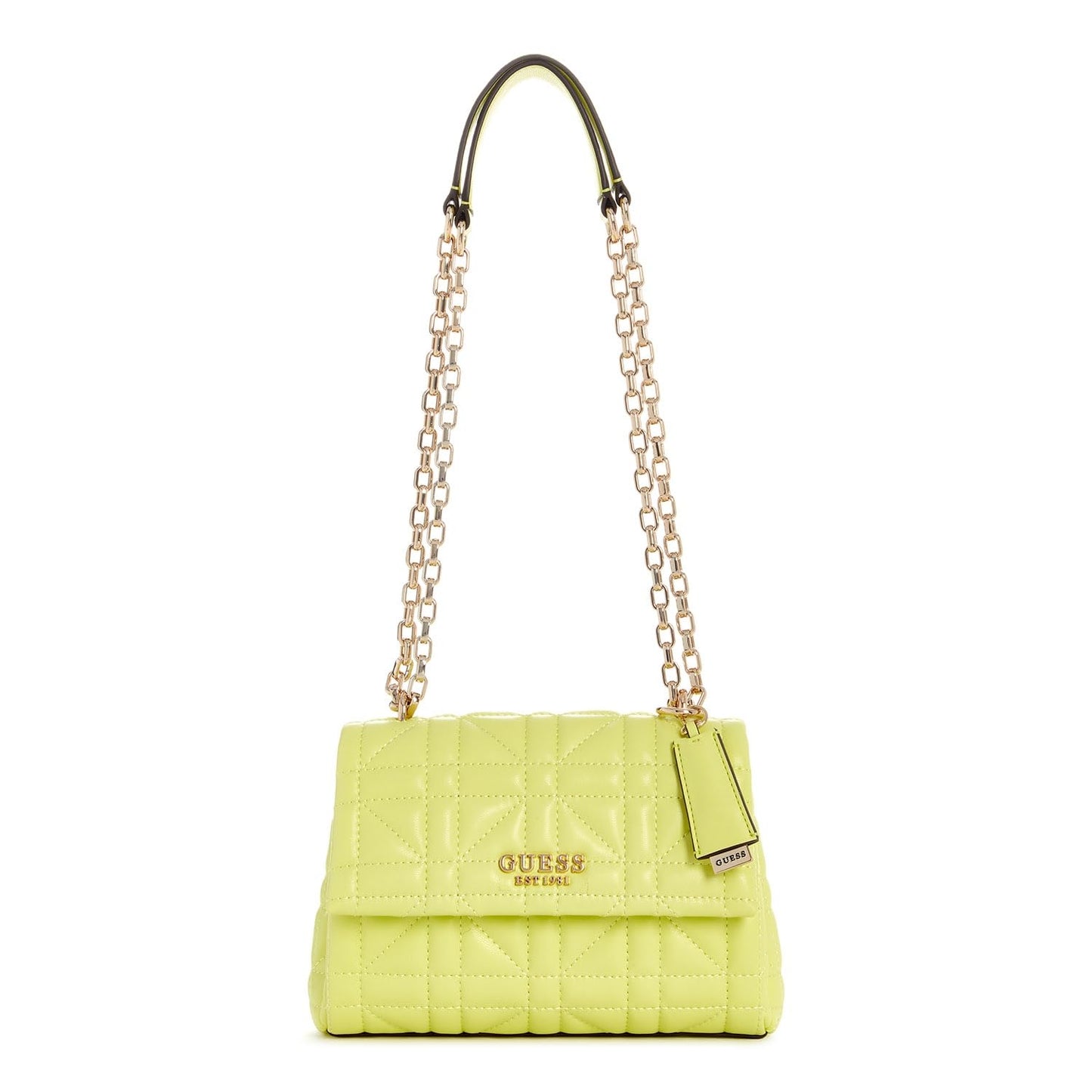 GUESS Women's Lime Green Quilted Shoulder Bag| Ladies Purse Handbags | Gift For Ladies
