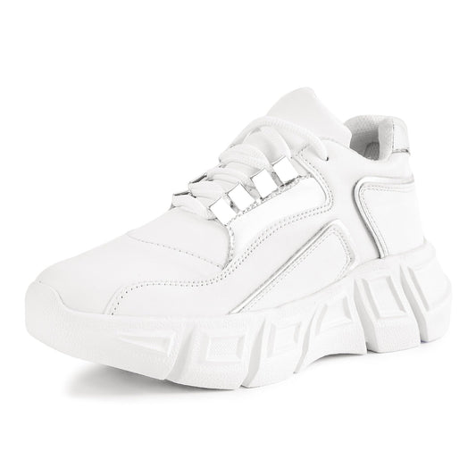 LENSBURY Women's Shoes for Walking Gym Training, Casual, Sports, Slip-On, Lightweight Lace up Athletics Slipon Running Sneaker for Ladies and Girls LBCNV6101SL-36 Silver
