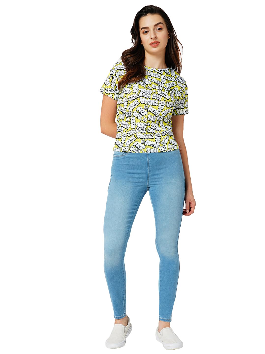 ONLY Women Solid Cotton Blend Super Skinny Fit High Rise Stretchable Blue Jeggings