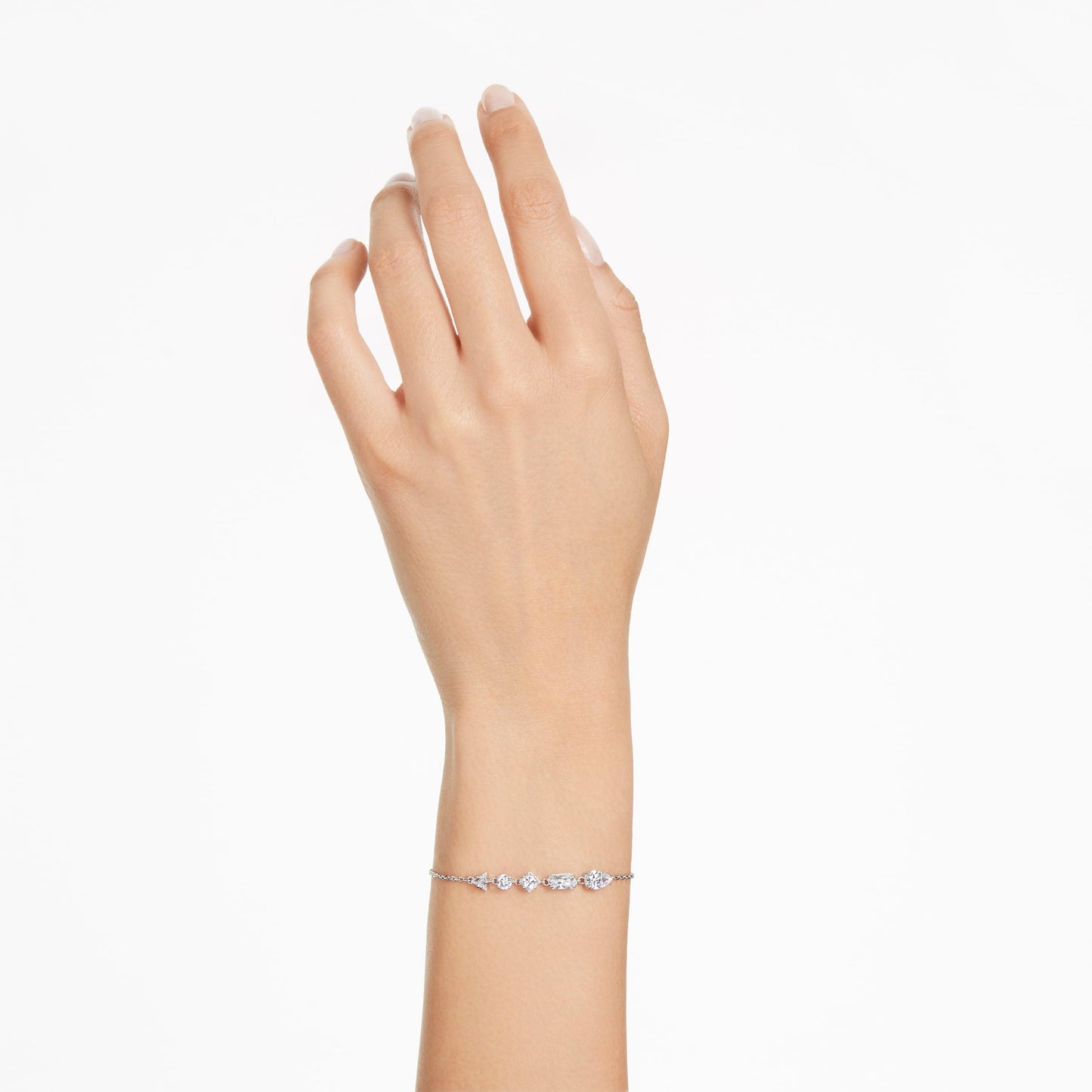 Swarovski Women Mesmera Necklace, Earings And Bracelet Set, Mixed Cuts, Scattered Design, White, Rhodium Plated