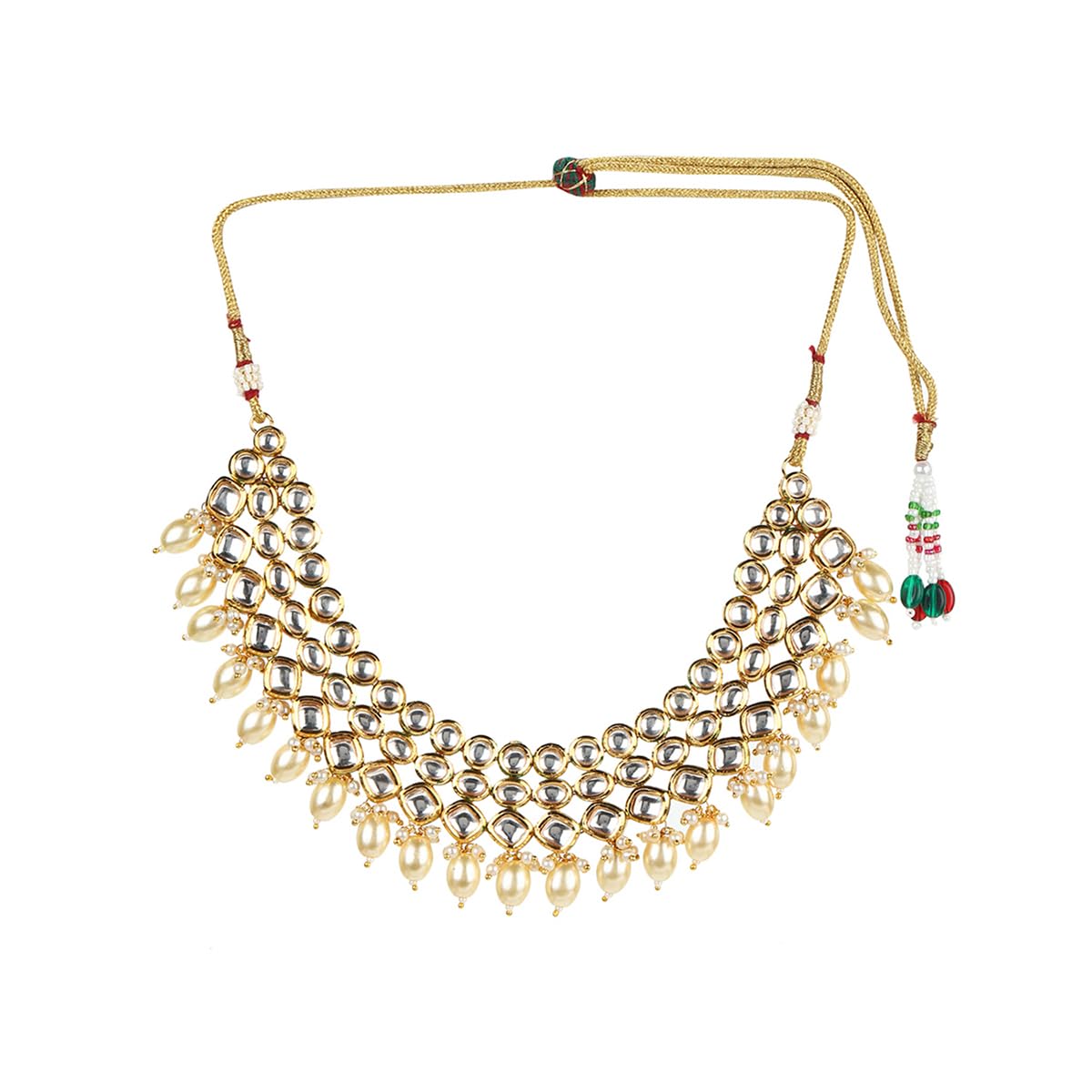 VOYLLA Kundan Gold plated Brass Necklace set