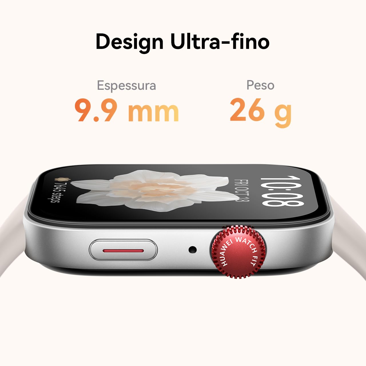 Huawei Watch FIT 3, 1.82" AMOLED Display, Ultra-Slim Design, All-Round Fitness Management, Comprehensive Health Management, Durable Battery Life, Compatible with iOS & Android, (White)