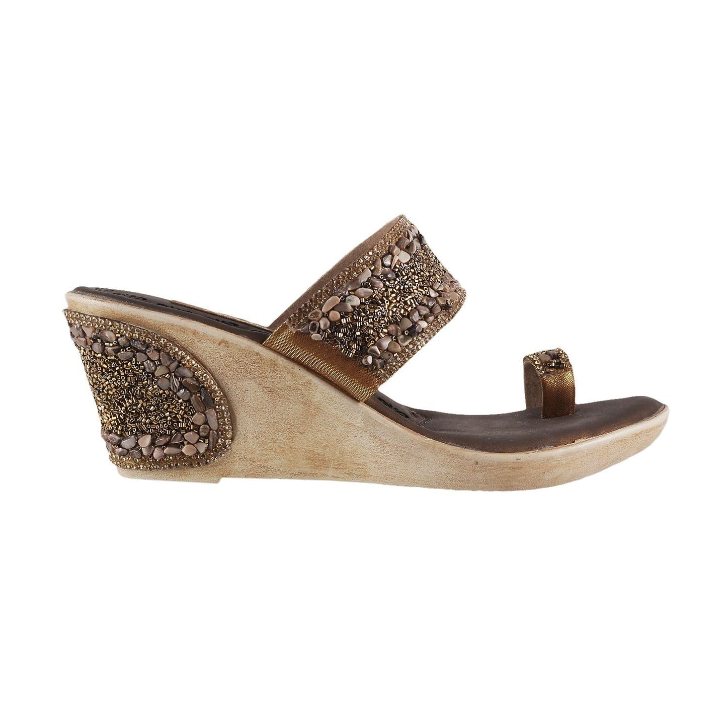 Metro Womens Synthetic Antic Gold Slip Ons (Size (3 UK (36 EU))