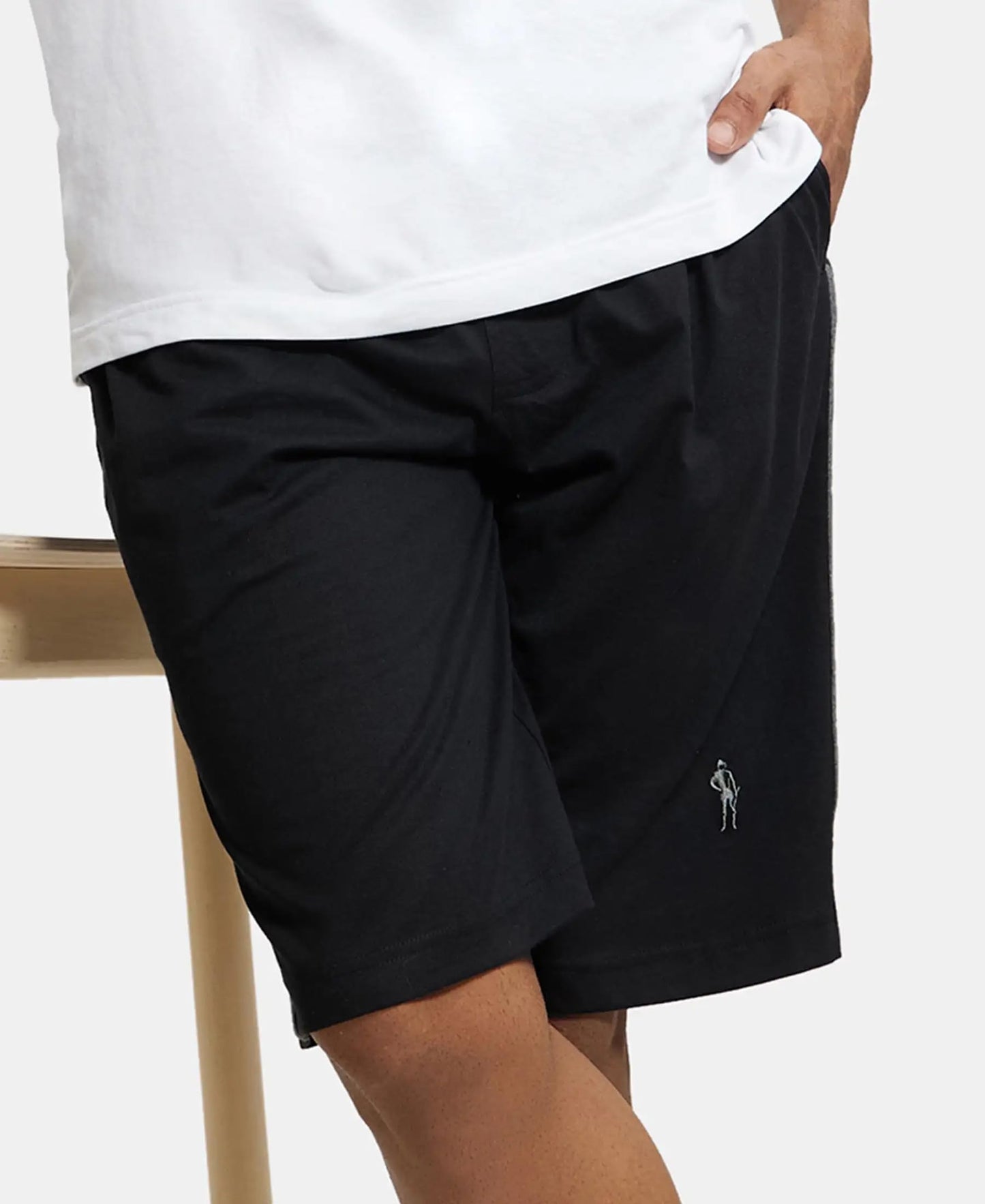 Jockey Men's Cotton Shorts (9426-0103-BLACK Black L)