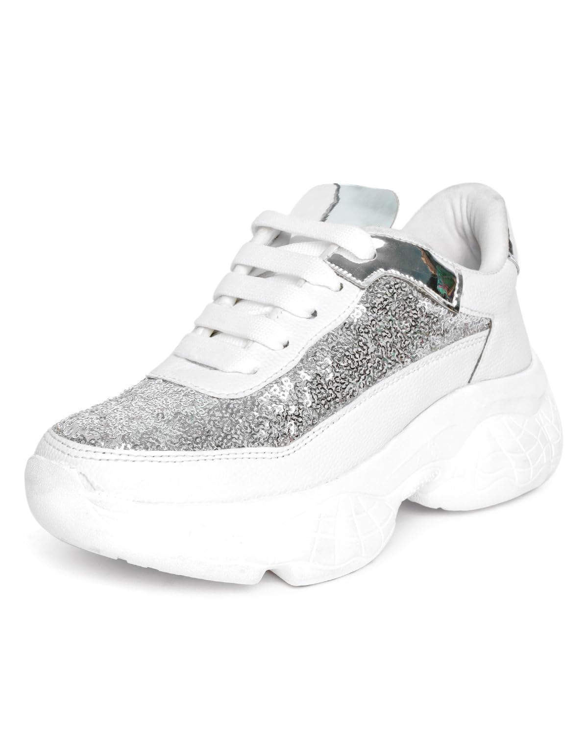 LENSBURY Women's Shoes for Walking Gym Training, Casual, Sports, Slip-On, Lightweight Lace up Athletics Slipon Running Sneaker for Ladies and Girls LBCNV6015WT-38 White