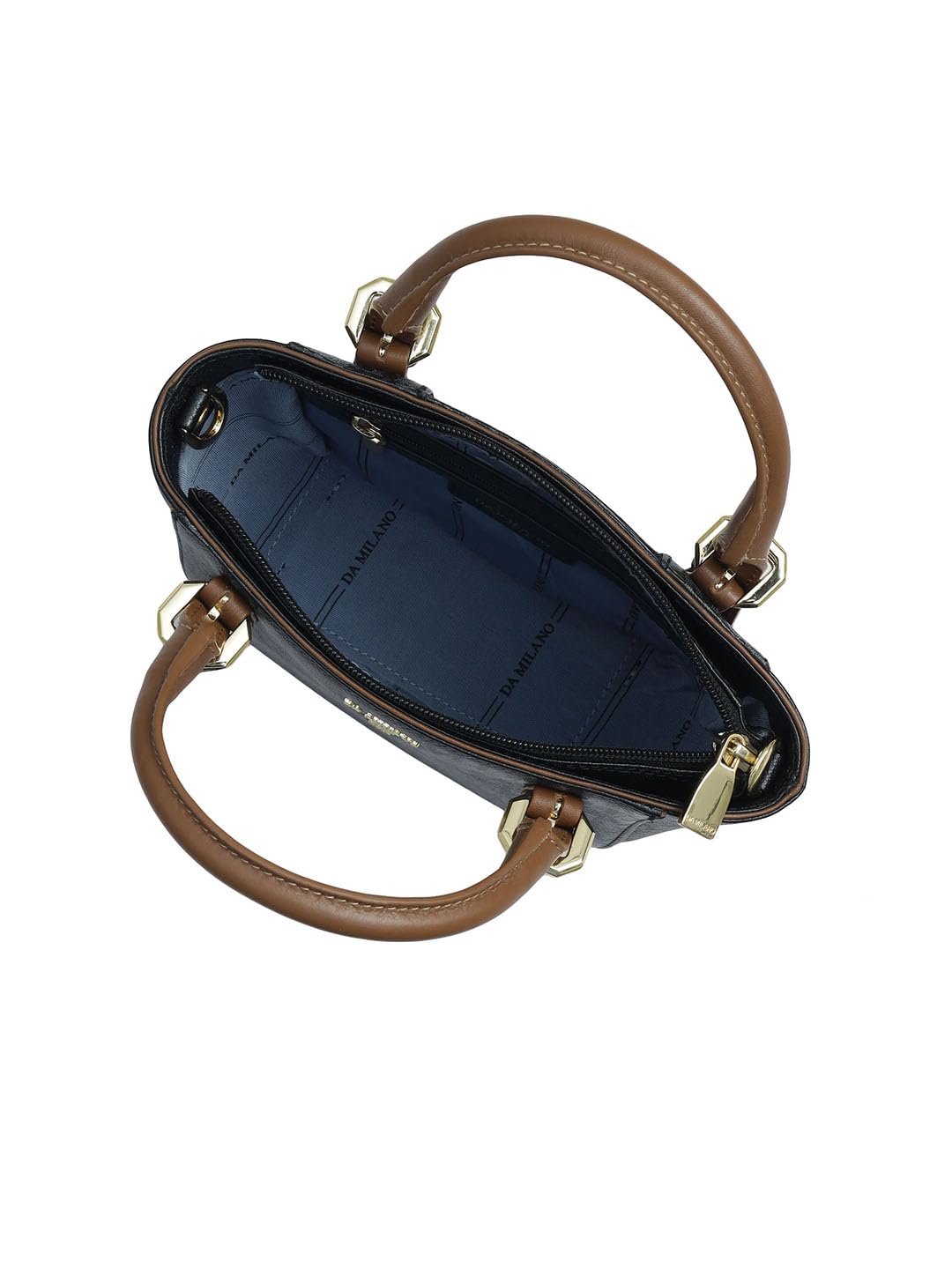 Da Milano Genuine Leather Black Satchel (Small) (00975A)